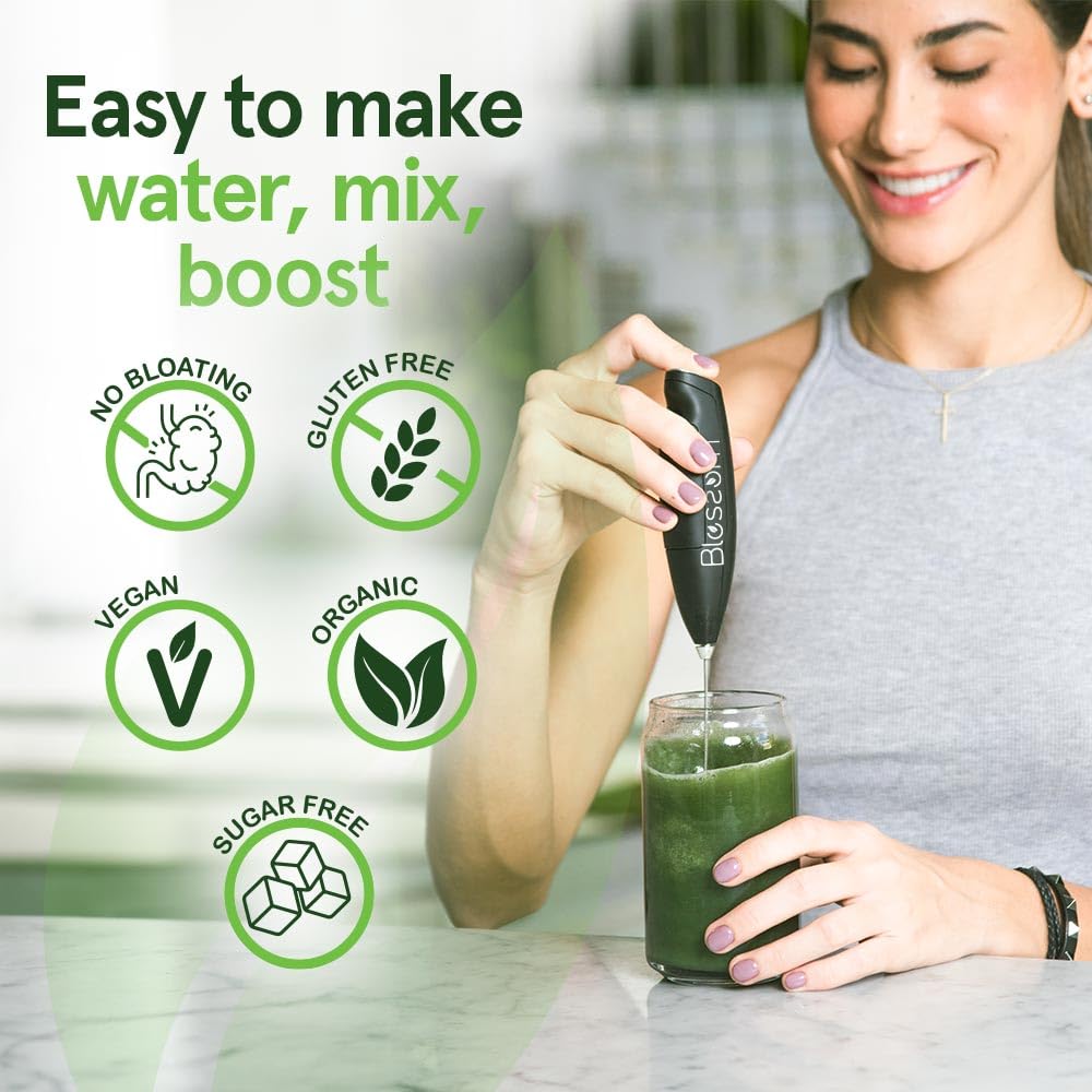 Blossom SuperGreens Probiotics – Digestive Enzymes with Pre/ProBiotics for Bloating Relief – 30+ SuperGreens & SuperReds to Boost Energy –Organic, Gluten-Free, No Fiber, 0g Sugar (Lemon Citrus) - OzHealthStandard