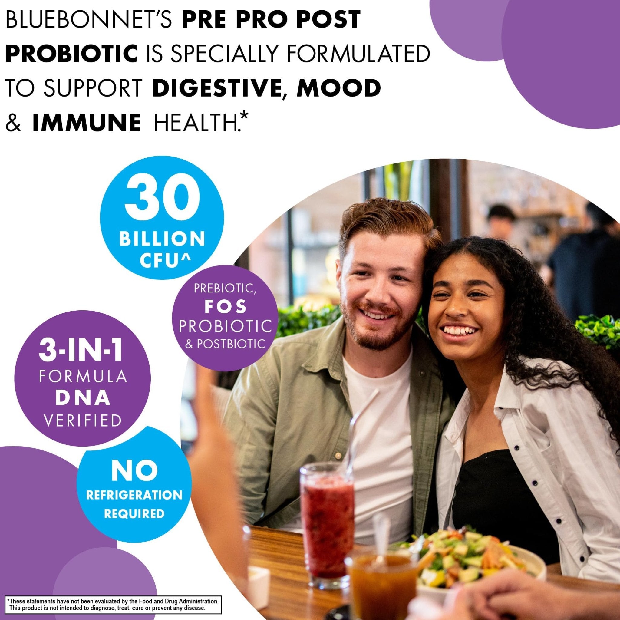 BlueBonnet Nutrition Pre Pro Post Probiotic 30 Billion CFU^ Shelf Stable – for Women & Men Digestion, Gut, Mood, Immune* - Free of Dairy, Gluten & Soy - Non-GMO - 30 Vegetable Capsules, 30 Servings - OzHealthStandard