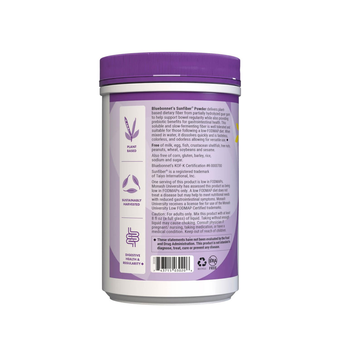 BlueBonnet Nutrition Sunfiber – 6 g of Plant Based Prebiotic Soluble Fiber – Supports Digestive Health* - Instant Dissolve – Non-GMO, Vegan, Kosher - OzHealthStandard