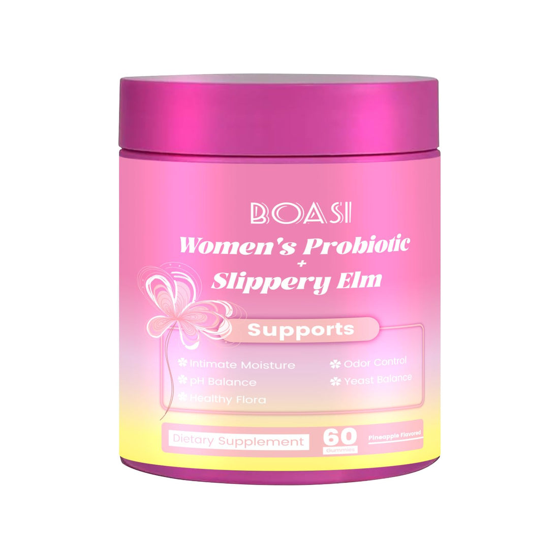 Boasi Women's Probiotics Slippery Elm Gummies,Her Juicy PH Balance,Vaginal Feminine Probiotics Pineapple Gummies,Digestive,Immune Health - OzHealthStandard
