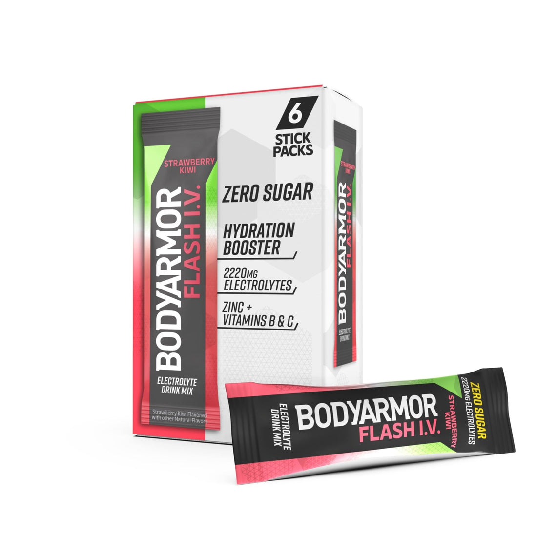 BODYARMOR Flash IV Electrolyte Packets, Strawberry Kiwi - Zero Sugar Drink Mix, Single Serve Packs, Coconut Water Powder (6 Count) - OzHealthStandard