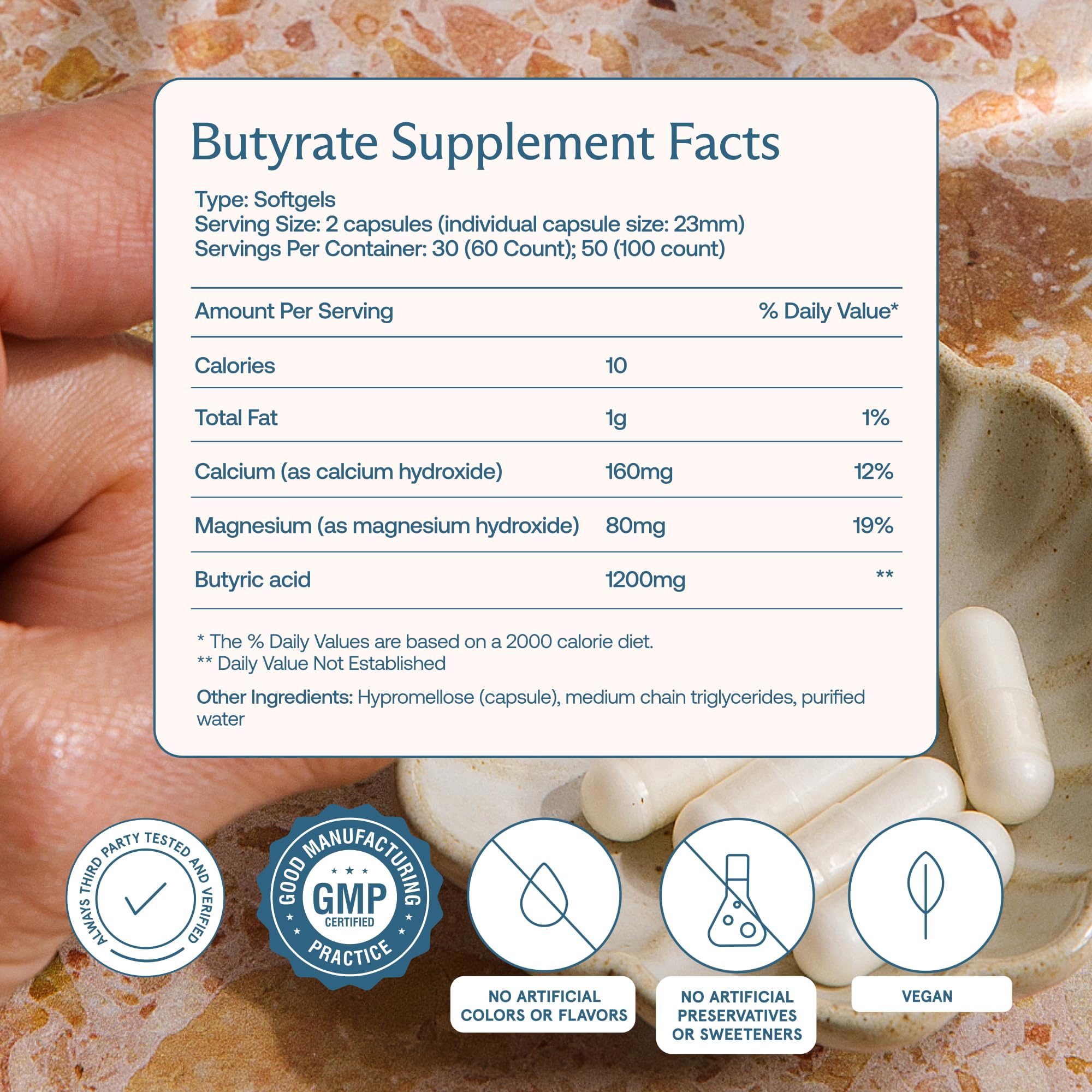 BodyBio Butyrate - Postbiotic for Gut Health, Digestive Support, Bloat, Gas & Constipation Relief, Leaky Gut Repair - Calcium, Magnesium - OzHealthStandard