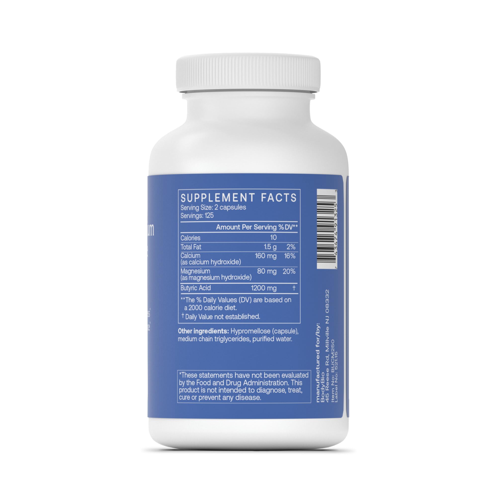BodyBio Butyrate - Postbiotic for Gut Health, Digestive Support, Bloat, Gas & Constipation Relief, Leaky Gut Repair - Calcium, Magnesium - OzHealthStandard
