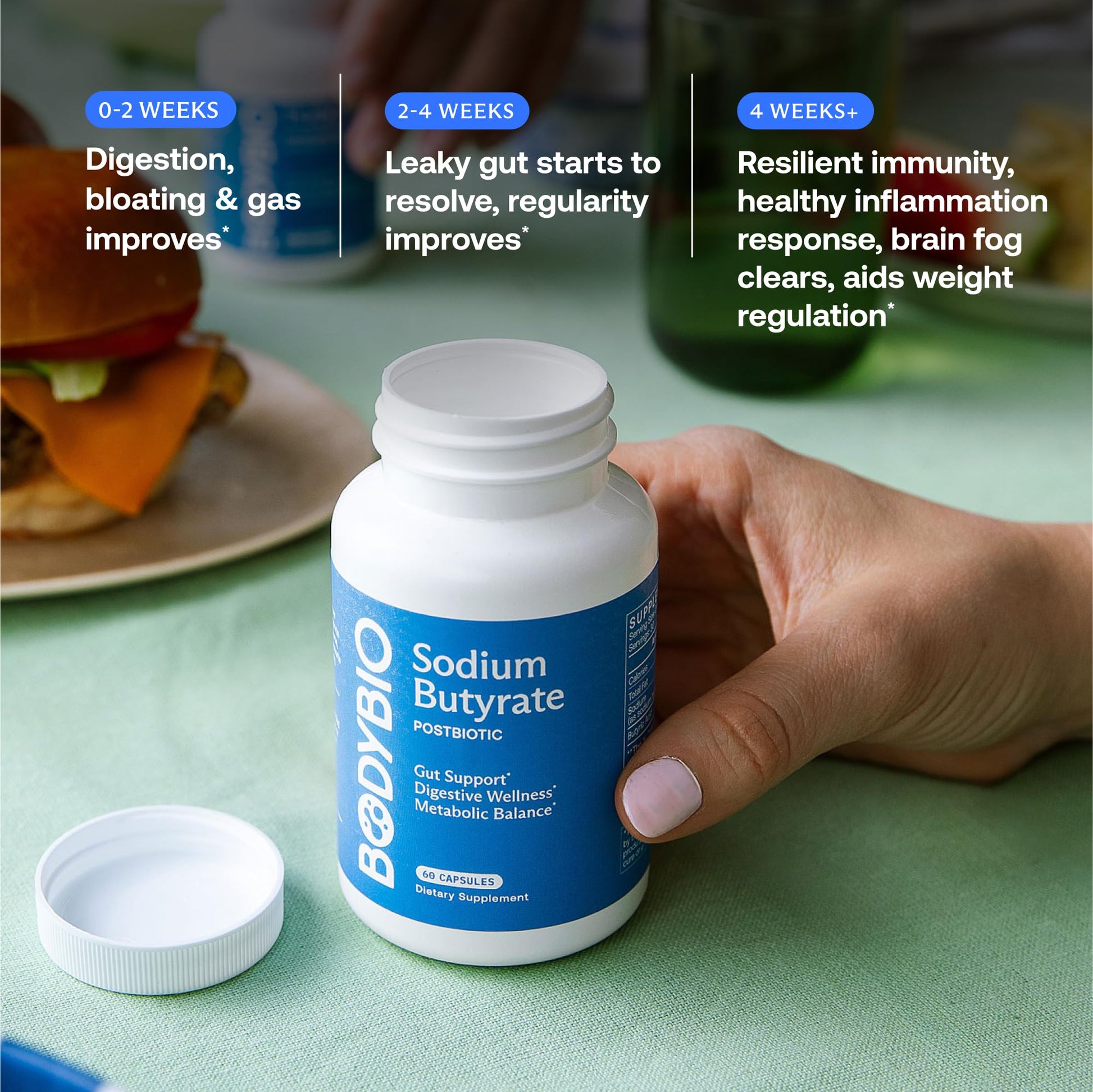 BodyBio Butyrate - Postbiotic for Gut Health, Digestive Support, Bloat, Gas & Constipation Relief, Leaky Gut Repair - Sodium - OzHealthStandard