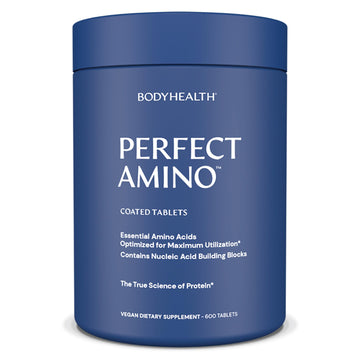 BodyHealth PerfectAmino (600 ct) Easy to Swallow Tablets, Essential Amino Acids Supplement with BCAAs, Vegan Protein for Pre/Post Workout & Muscle Recovery with Lysine, Tryptophan, Leucine, Methionine - OzHealthStandard