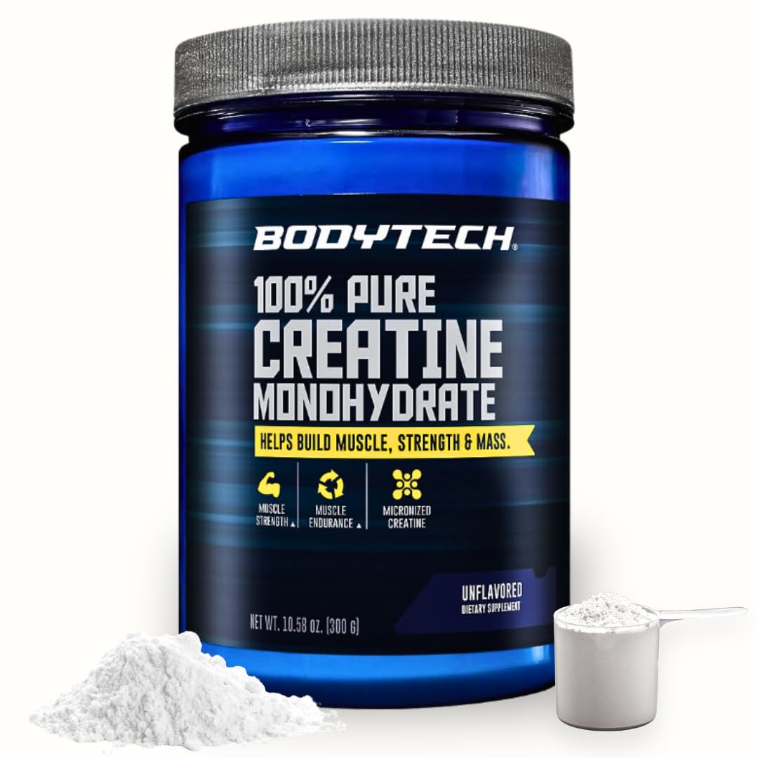 BodyTech Creatine Monohydrate Powder, Unflavored Micronized Creatine Formula for Men and Women, 5g per Serving, Pre Workout & Post Workout Supplement - OzHealthStandard