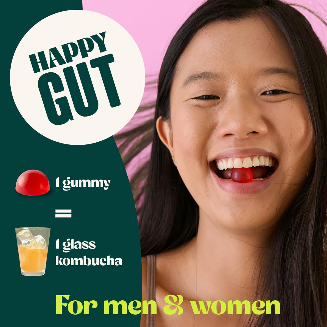 BoochBod - Probiotic Kombucha Gummy - Prebiotics, Probiotics, Postbiotics, Fiber Supplement, Slippery Elm, Dandelion Root - OzHealthStandard