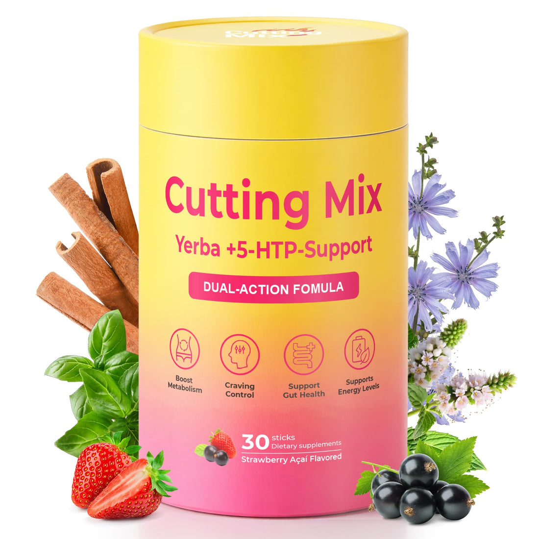 BOSNETHUINH Cutting Drink Mix – Satiety & Metabolism Support | Berberine, Chromium, FOS, Yerba Mate & 5-HTP | Gut Health & Energy - OzHealthStandard