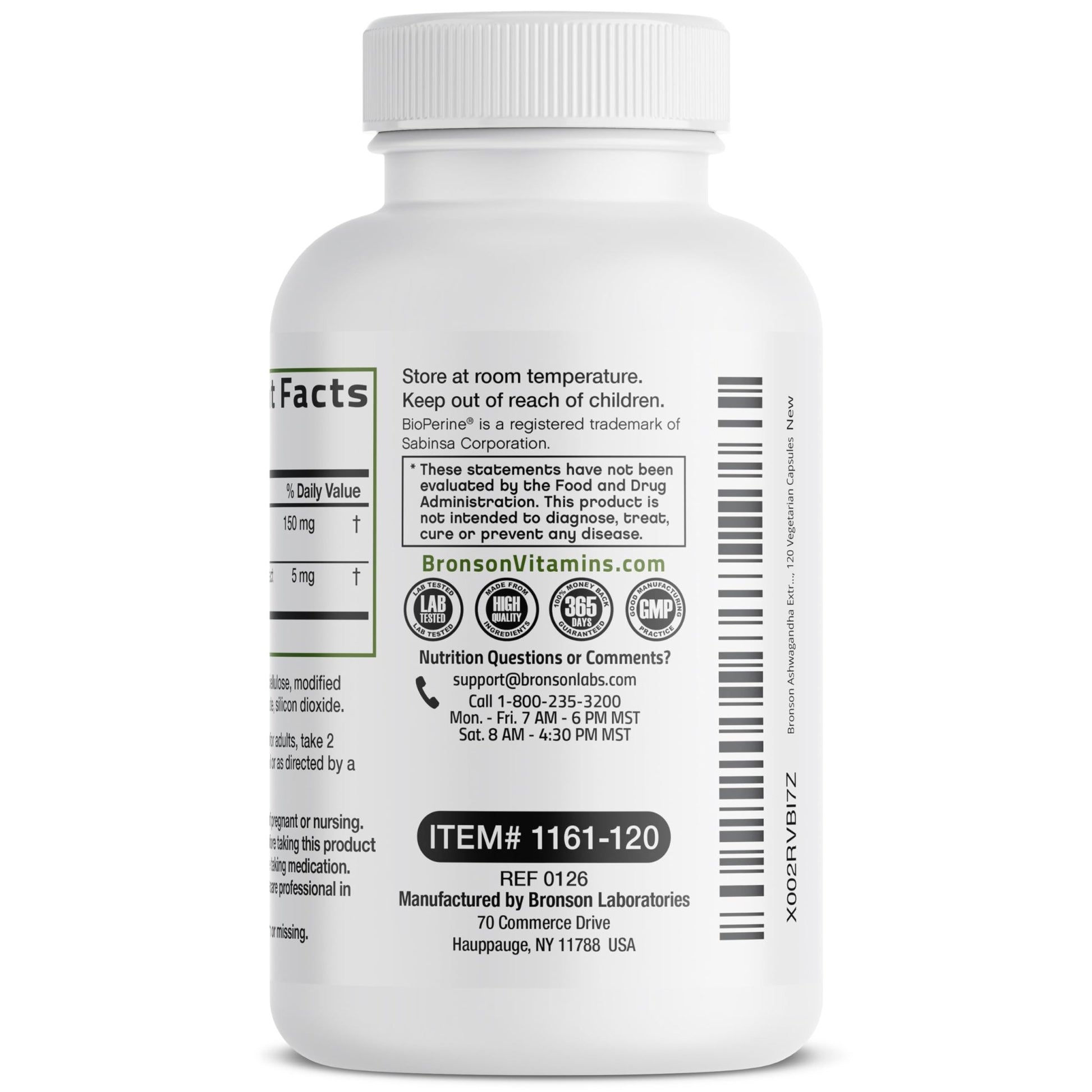 Bronson Ashwagandha Extra Strength Stress & Mood Support with BioPerine - Non GMO Formula, 120 Vegetarian Capsules - OzHealthStandard