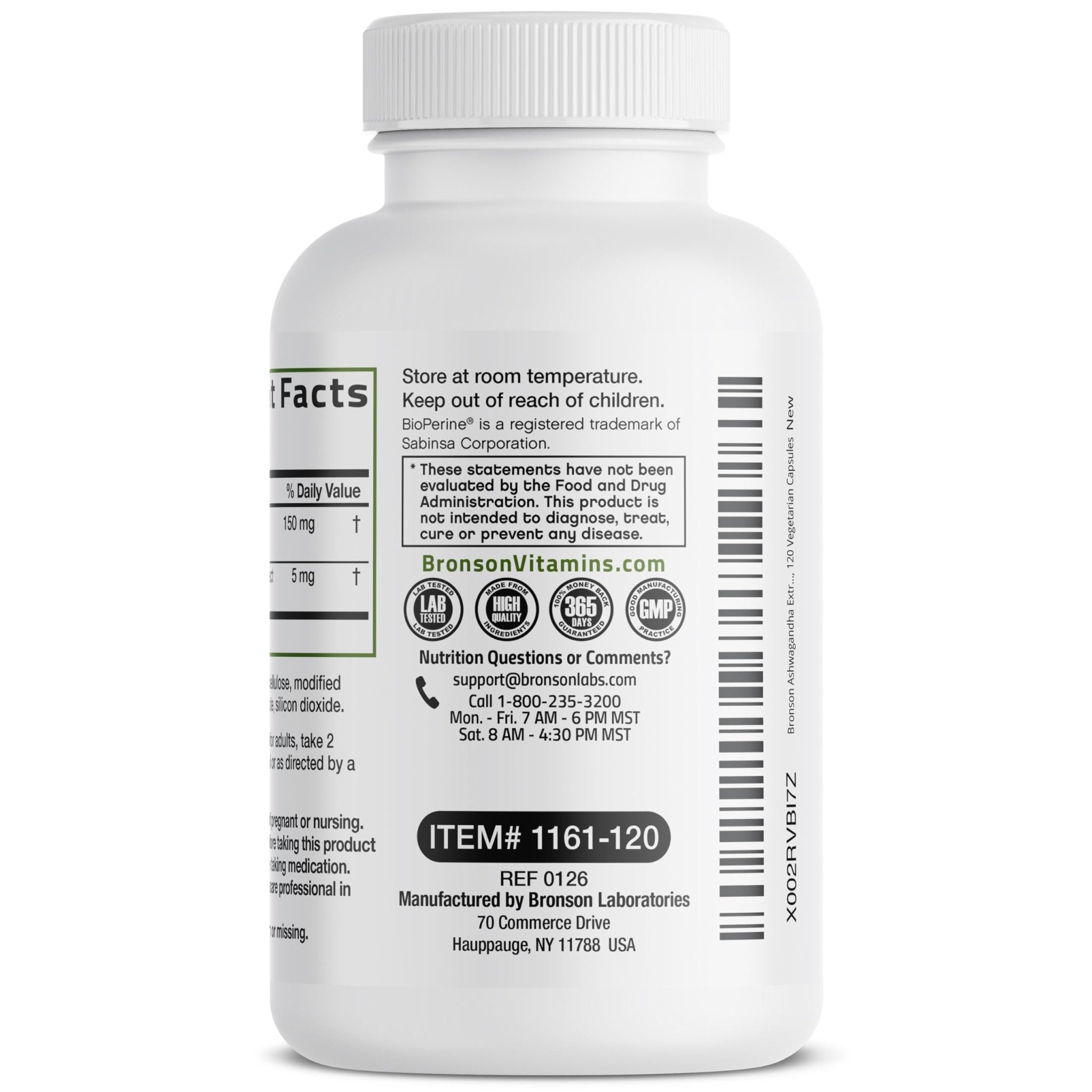 Bronson Ashwagandha Extra Strength Stress & Mood Support with BioPerine - Non GMO Formula, 120 Vegetarian Capsules - OzHealthStandard