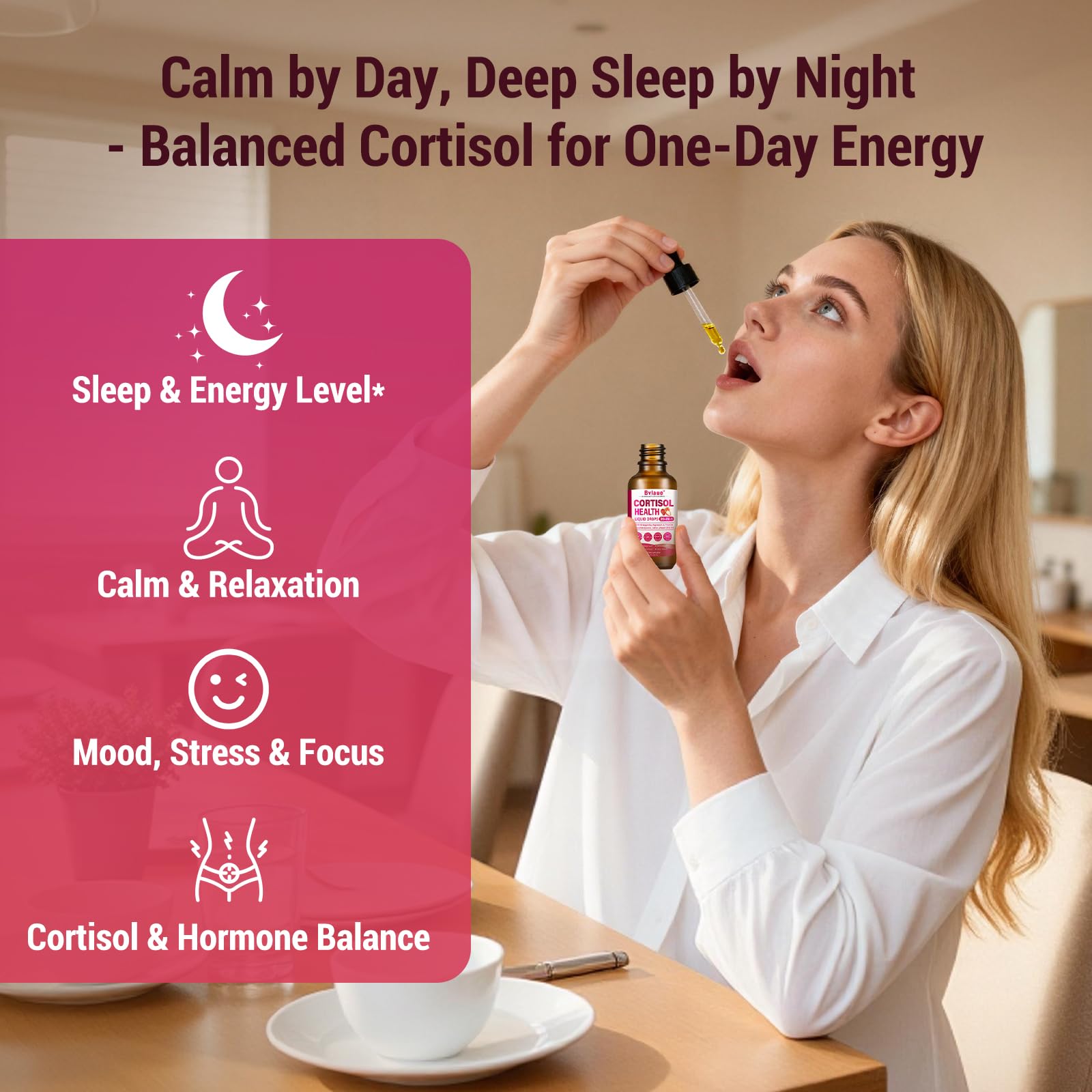 Bvlaue Cortisol Supplements Detox for Women - 20-in-1 Cortisol Reducer,Manager,Lower w/Ashwagandha,Magnesium,L-Theanine,Saffron,Rhodiola for Hormone Balance/Sleep/Stress Relief,Strawberry Flavor - OzHealthStandard