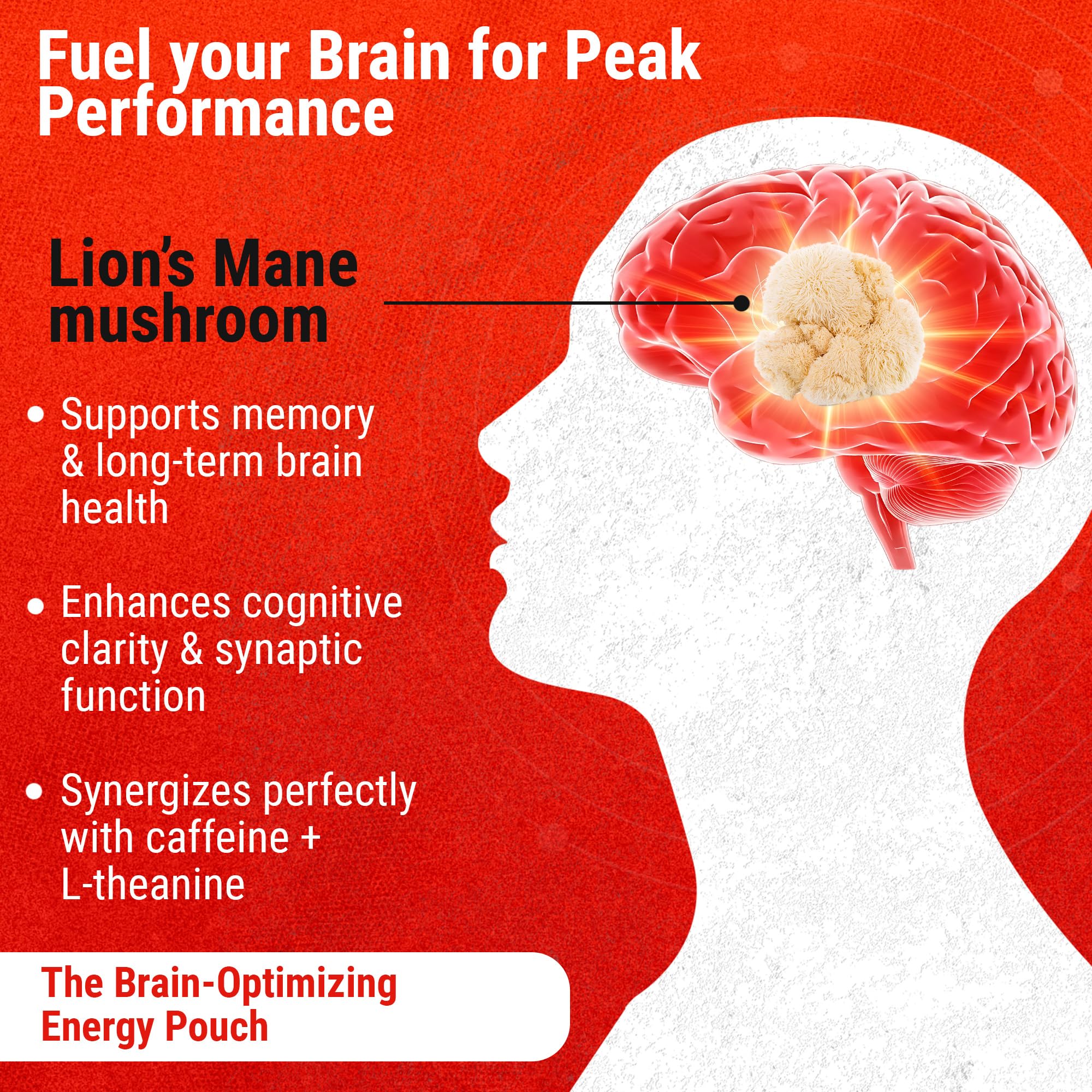 Cannadips - Brain Fuel Variety Pack - Nootropic Caffeine Pouches - 50mg Lion's Mane, 100mg Caffeine, 50mg L-Theanine, No Sugar - Clean Energy Brain Fuel for Cognitive Performance, Made in USA (5-PACK) - OzHealthStandard