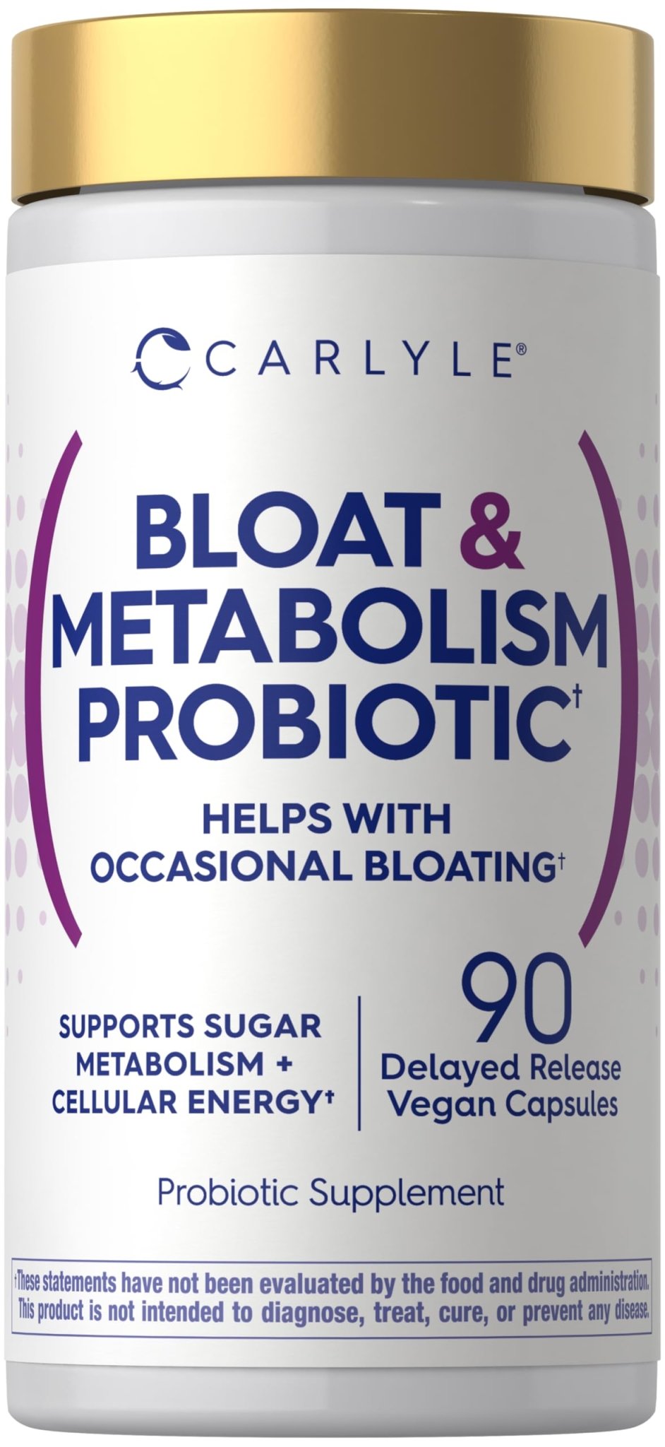 Carlyle Bloat and Metabolism Probiotic | 90 Capsules | Bloating Relief Formula | Sugar & Cellular Energy Support | for Women and Men | Vegan, Non-GMO, Gluten Free - OzHealthStandard