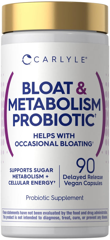 Carlyle Bloat and Metabolism Probiotic | 90 Capsules | Bloating Relief Formula | Sugar & Cellular Energy Support | for Women and Men | Vegan, Non-GMO, Gluten Free - OzHealthStandard