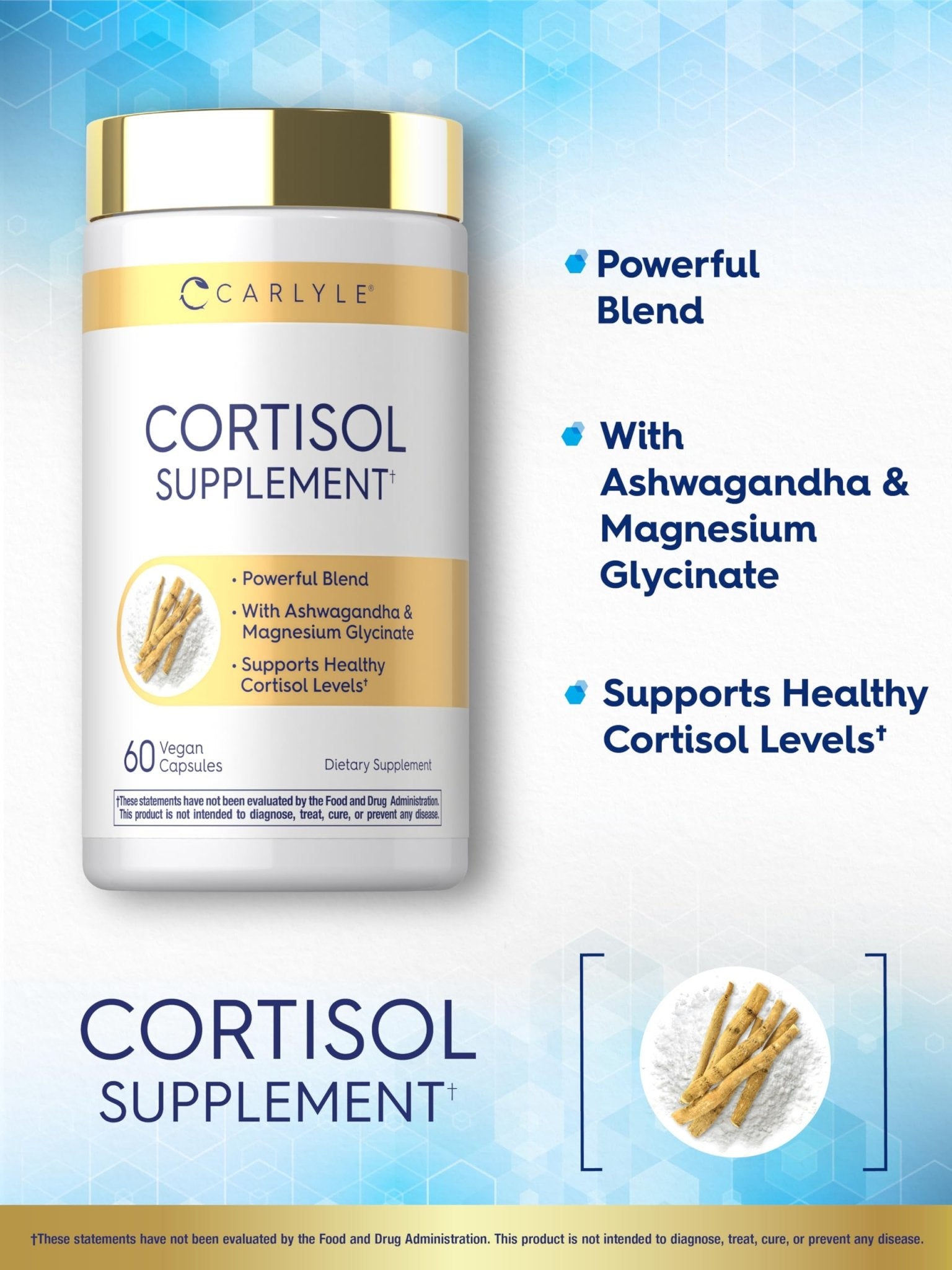 Carlyle Cortisol Supplement | 60 Vegan Capsules | Ashwagandha & Magnesium Complex | Non-GMO, Gluten Free - OzHealthStandard