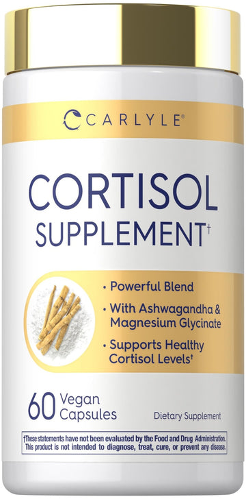 Carlyle Cortisol Supplement | 60 Vegan Capsules | Ashwagandha & Magnesium Complex | Non-GMO, Gluten Free - OzHealthStandard
