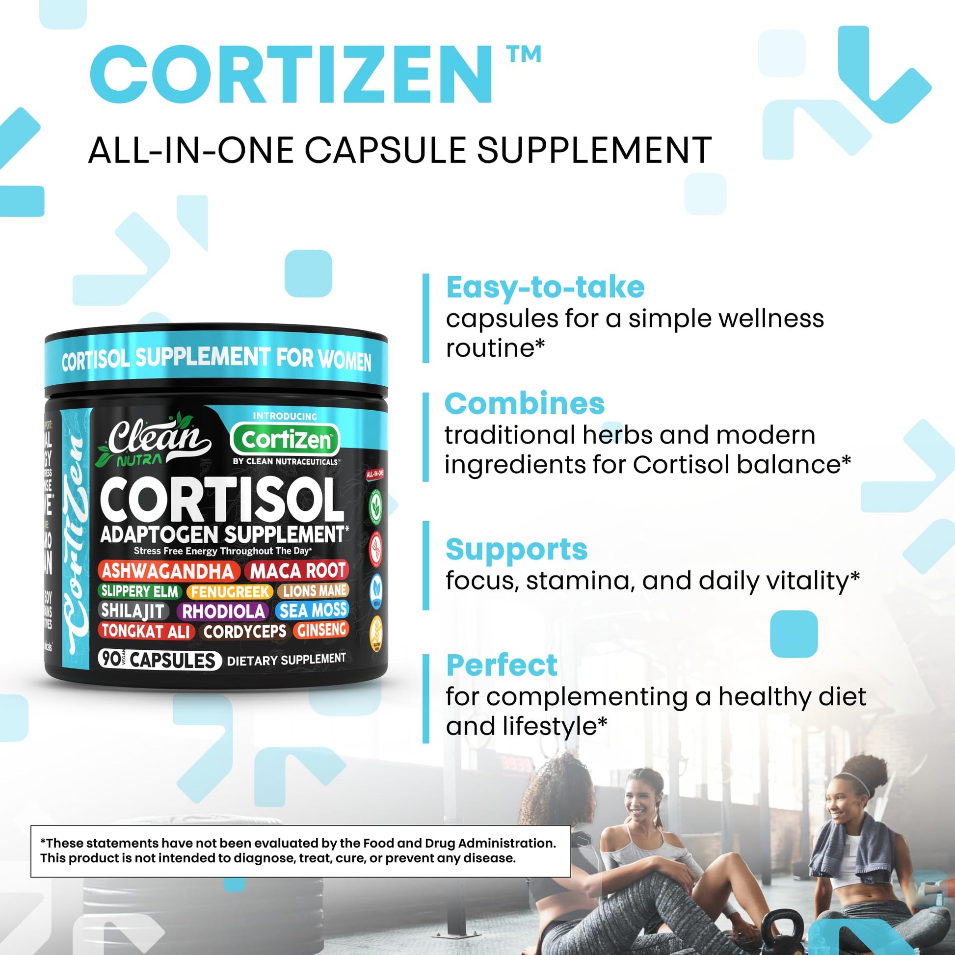 Clean Nutra Cortisol Supplements For Women | Maca Root Ashwagandha Cortisol Detox Manager Reducer + Slippery Elm Fenugreek Lions Mane Shilajit Rhodiola Sea Moss Tongkat Ali Cordyceps Ginseng Beet Root - OzHealthStandard