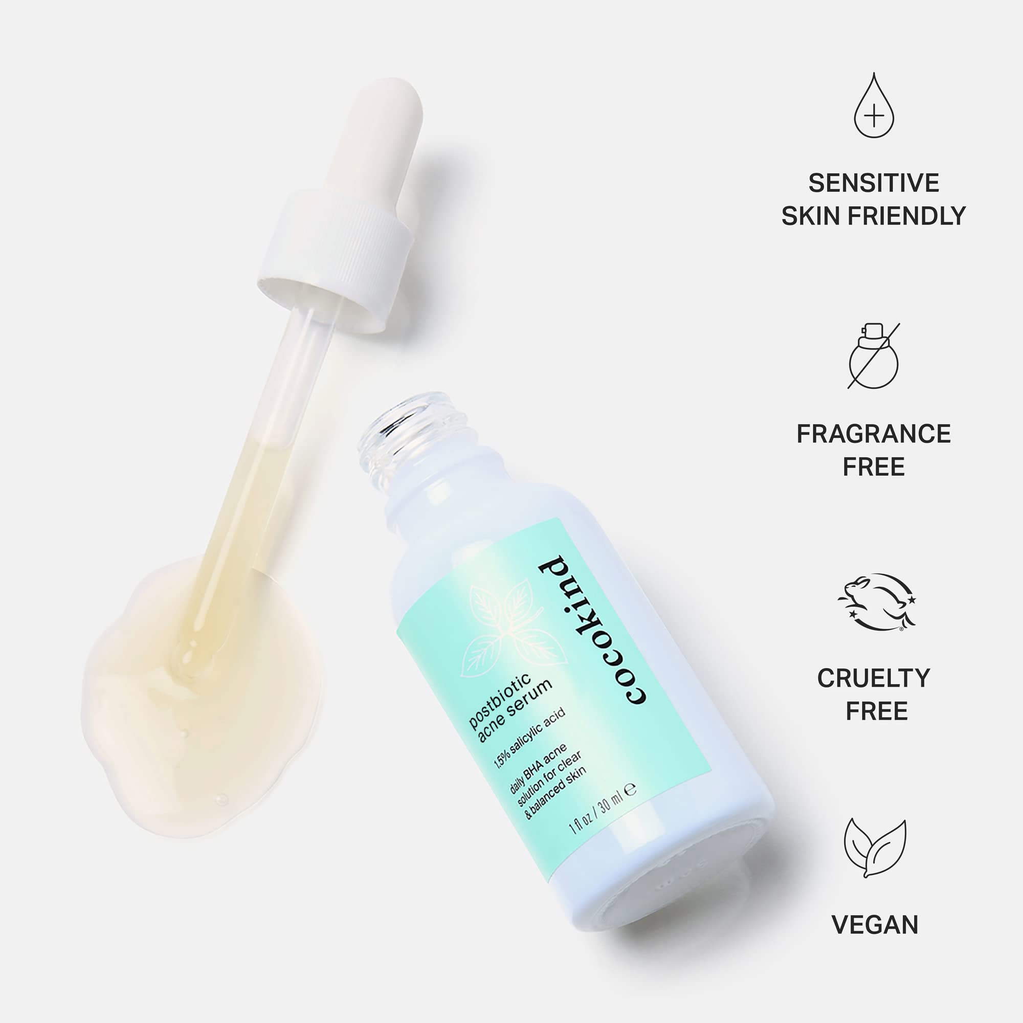 Cocokind Postbiotic Acne Serum, Salicylic Acid Serum and BHA Liquid Exfoliant - Exfoliating, Brightening and Hydrating Serum - OzHealthStandard