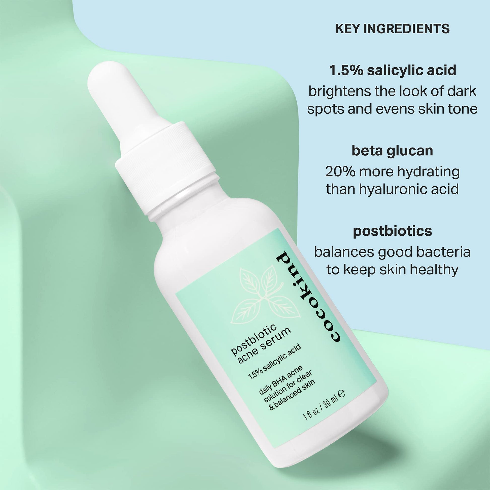 Cocokind Postbiotic Acne Serum, Salicylic Acid Serum and BHA Liquid Exfoliant - Exfoliating, Brightening and Hydrating Serum - OzHealthStandard