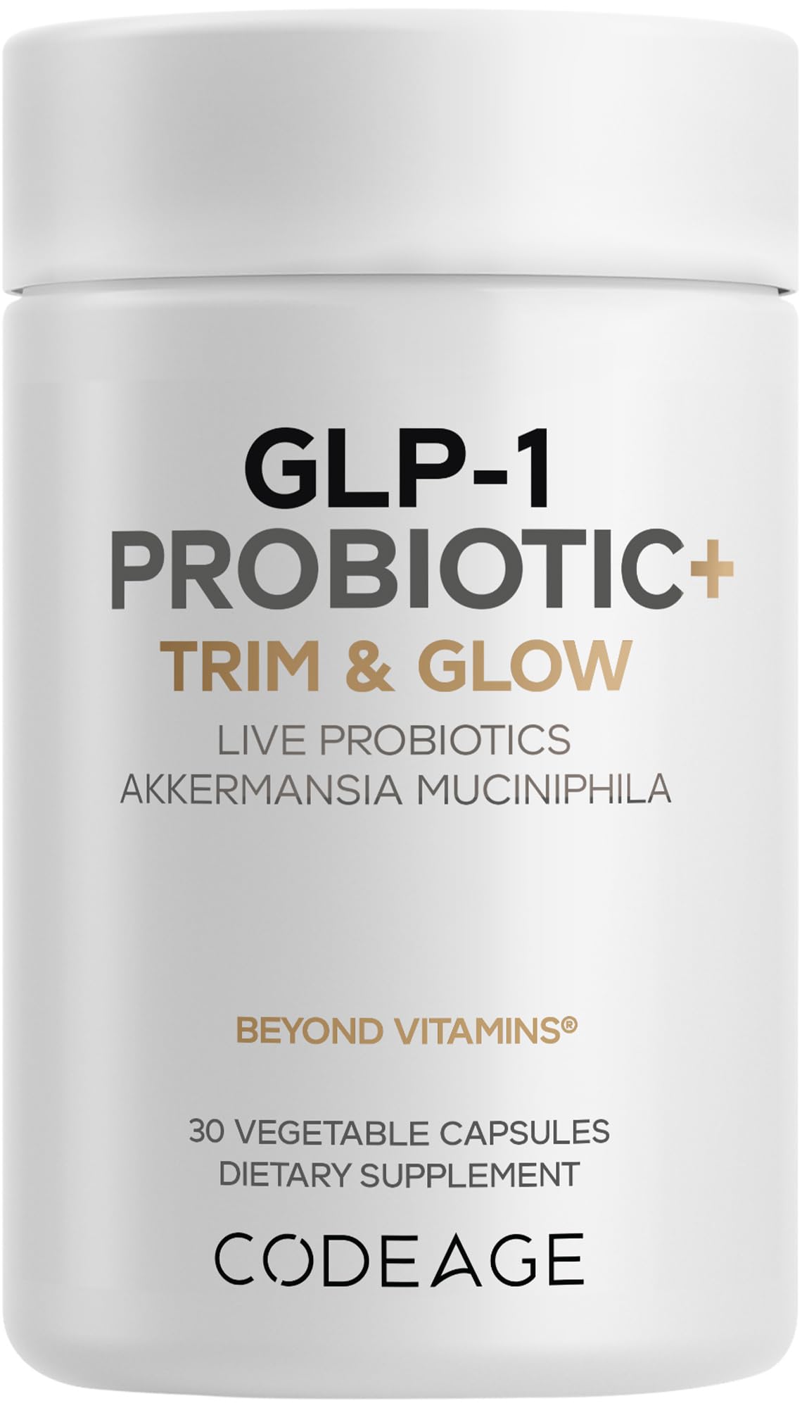 Codeage GLP-1 Probiotic+ - Live Probiotics Akkermansia, Clostridium, Bifidobacterium, Chicory Inulin Probiotic, Prebiotics & Postbiotics Supplement - 500 Million AFU - 30 Capsules - OzHealthStandard