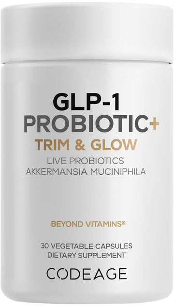 Codeage GLP-1 Probiotic+ - Live Probiotics Akkermansia, Clostridium, Bifidobacterium, Chicory Inulin Probiotic, Prebiotics & Postbiotics Supplement - 500 Million AFU - 30 Capsules - OzHealthStandard