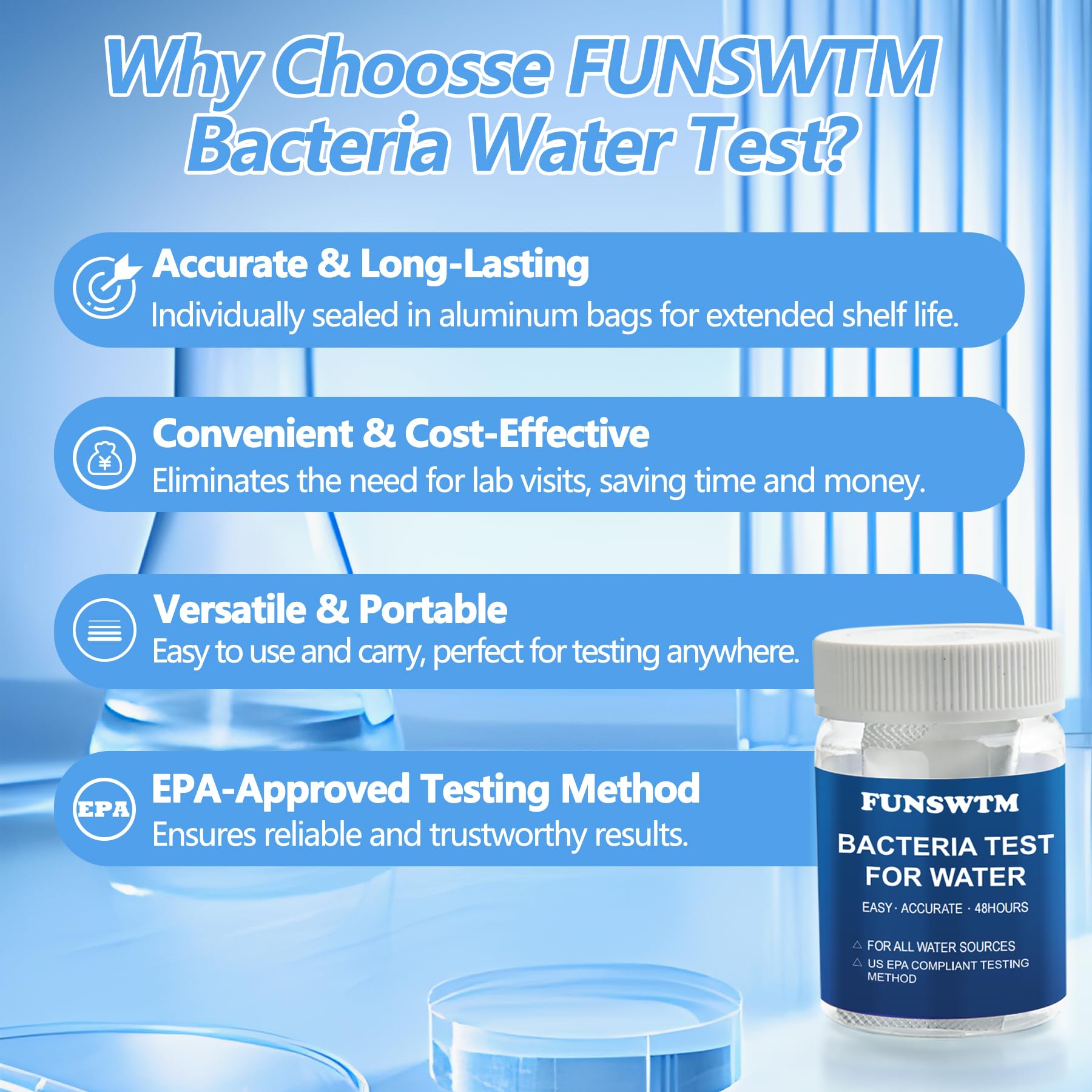 Coliform Bacteria Test Kit: 12-Pack Easy at-Home Well, Tap, Pool, Spring, Pond, Lake Drinking Water Quality Test - OzHealthStandard