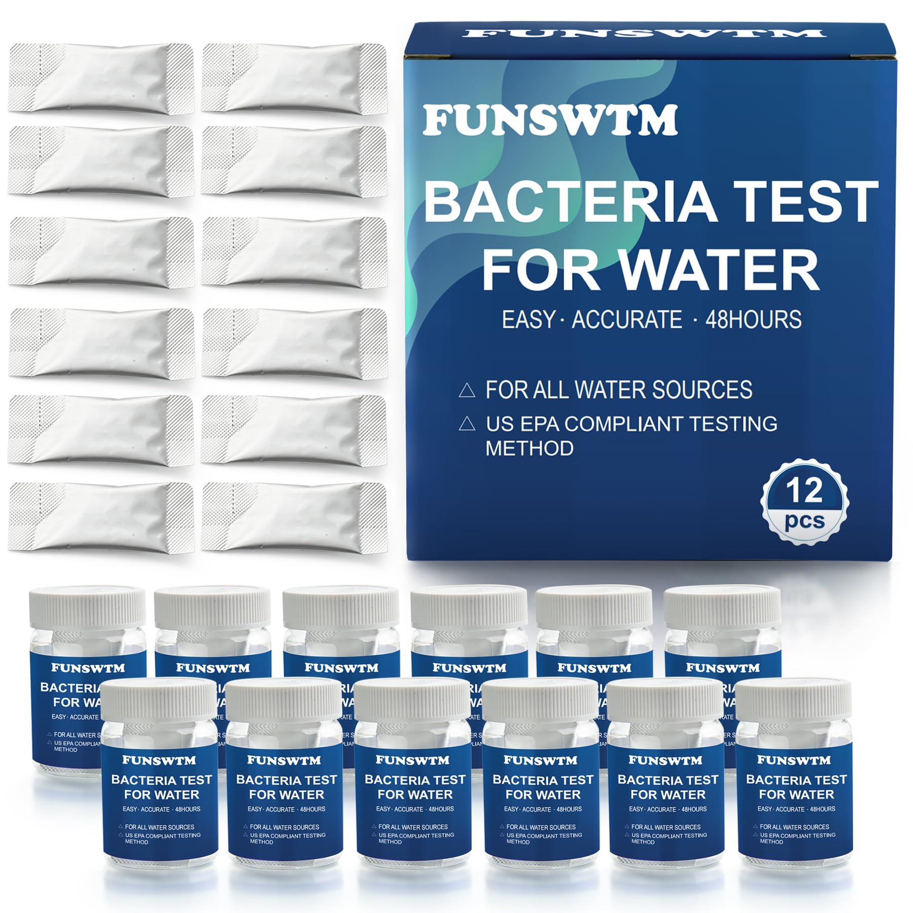 Coliform Bacteria Test Kit: 12-Pack Easy at-Home Well, Tap, Pool, Spring, Pond, Lake Drinking Water Quality Test - OzHealthStandard