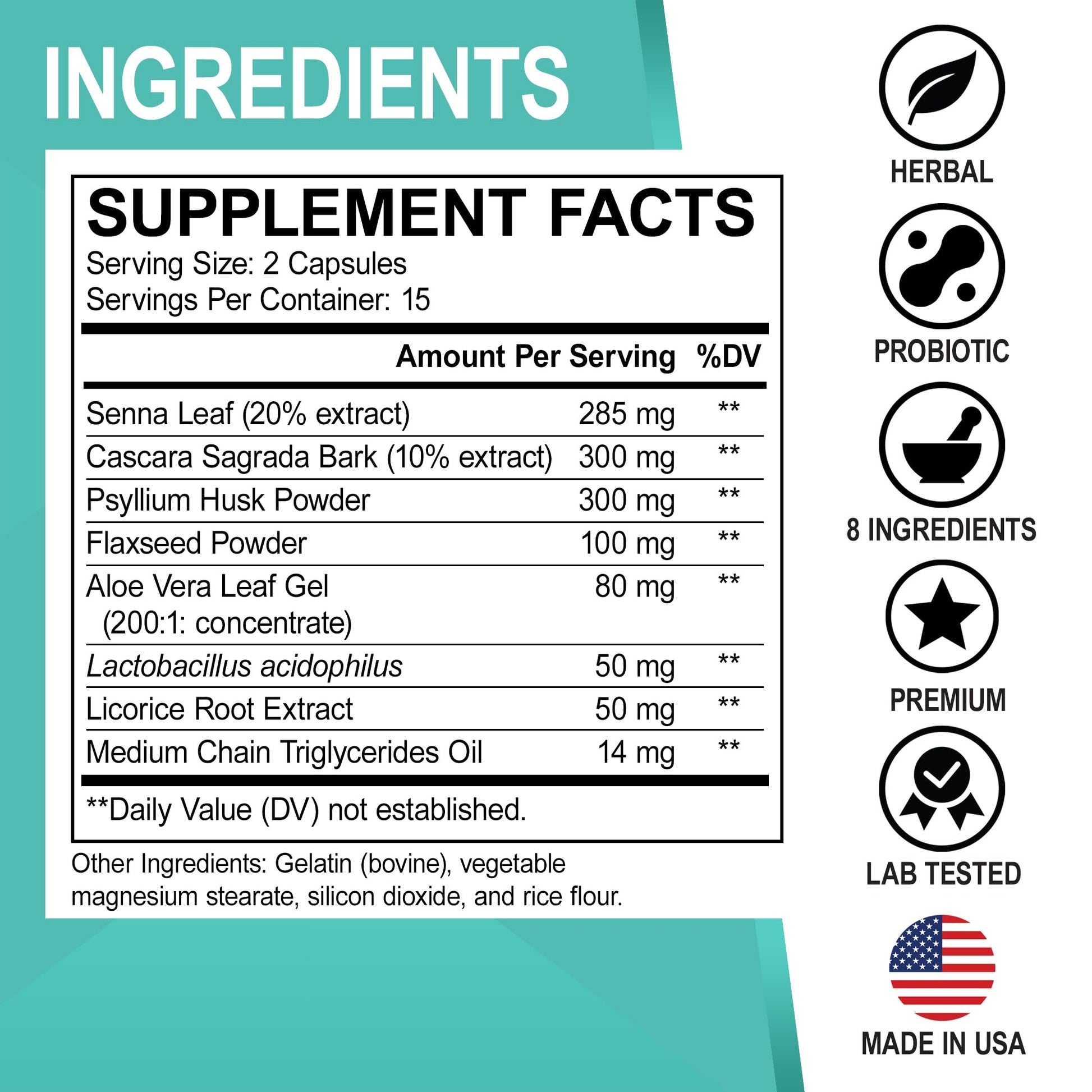 Colon Cleanser Detox for Weight Flush - 15 Day Intestinal Cleanse Pills & Probiotic - Fast Natural Laxative for Constipation Relief - Bowel Movement Supplements for Stomach Bloating, Gut Loss Support - OzHealthStandard