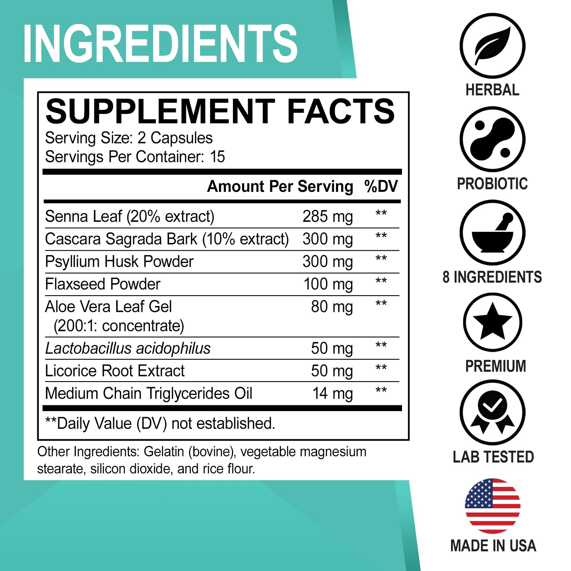 Colon Cleanser Detox for Weight Flush - 15 Day Intestinal Cleanse Pills & Probiotic - Fast Natural Laxative for Constipation Relief - Bowel Movement Supplements for Stomach Bloating, Gut Loss Support - OzHealthStandard