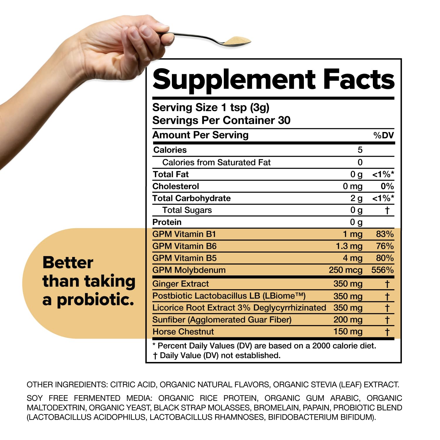 Complement Gut Nurture Prebiotic + Postbiotic Superfood Powder for Leaky Gut Repair, Probiotics for Digestive Health - Ginger Root - 30 Servings - OzHealthStandard