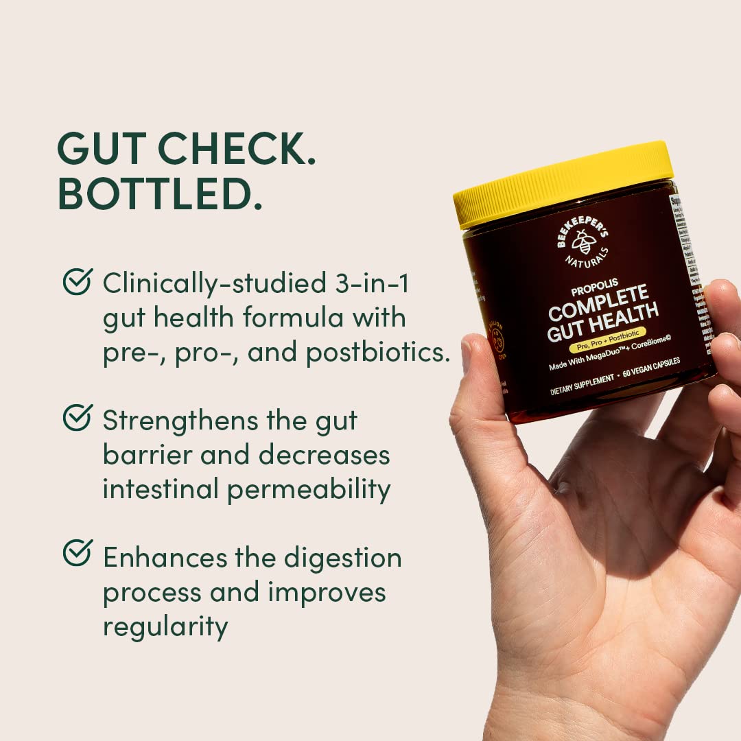 Complete Gut Health by Beekeeper's Naturals, 3-in-1 Prebiotic, Postbiotic, Probiotics for Digestive Health & Bloating Relief for Women & Men - OzHealthStandard