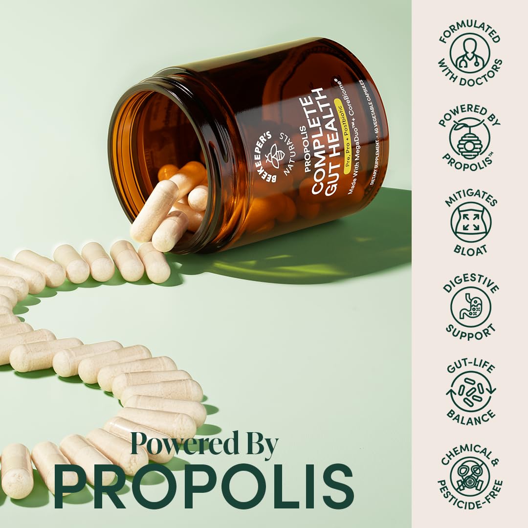 Complete Gut Health by Beekeeper's Naturals, 3-in-1 Prebiotic, Postbiotic, Probiotics for Digestive Health & Bloating Relief for Women & Men - OzHealthStandard
