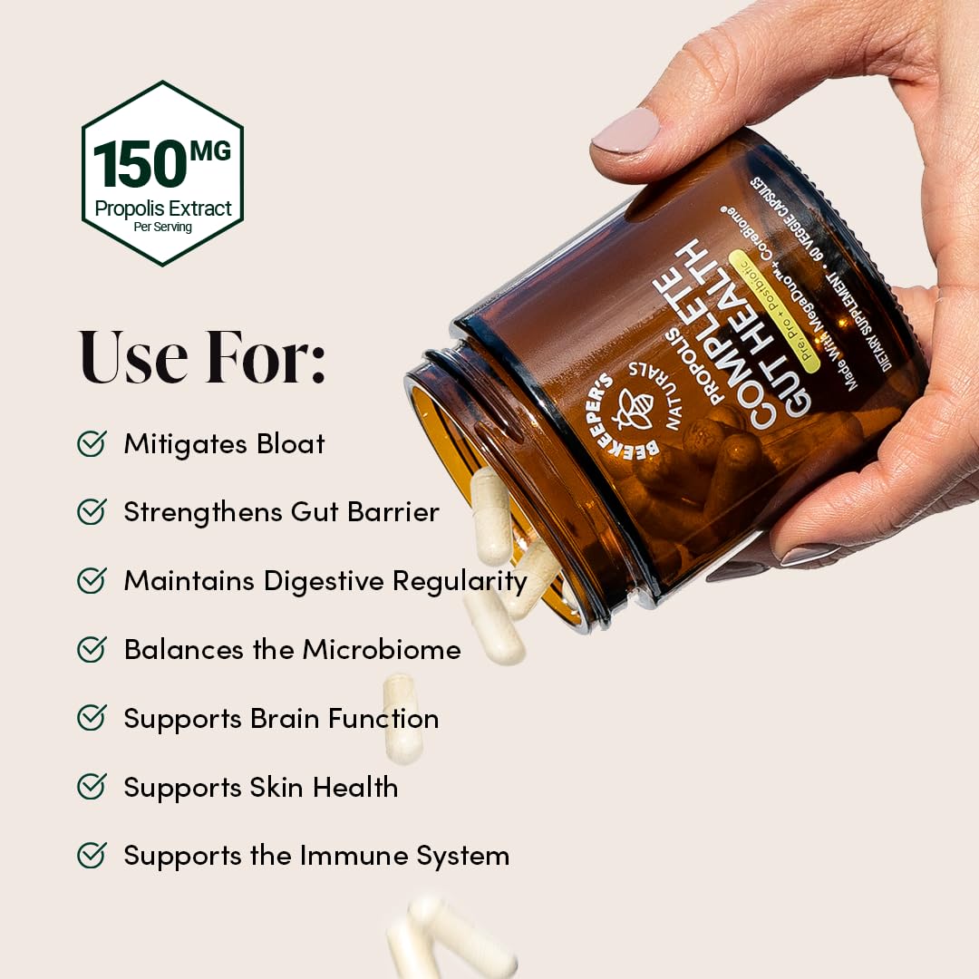 Complete Gut Health by Beekeeper's Naturals, 3-in-1 Prebiotic, Postbiotic, Probiotics for Digestive Health & Bloating Relief for Women & Men - OzHealthStandard