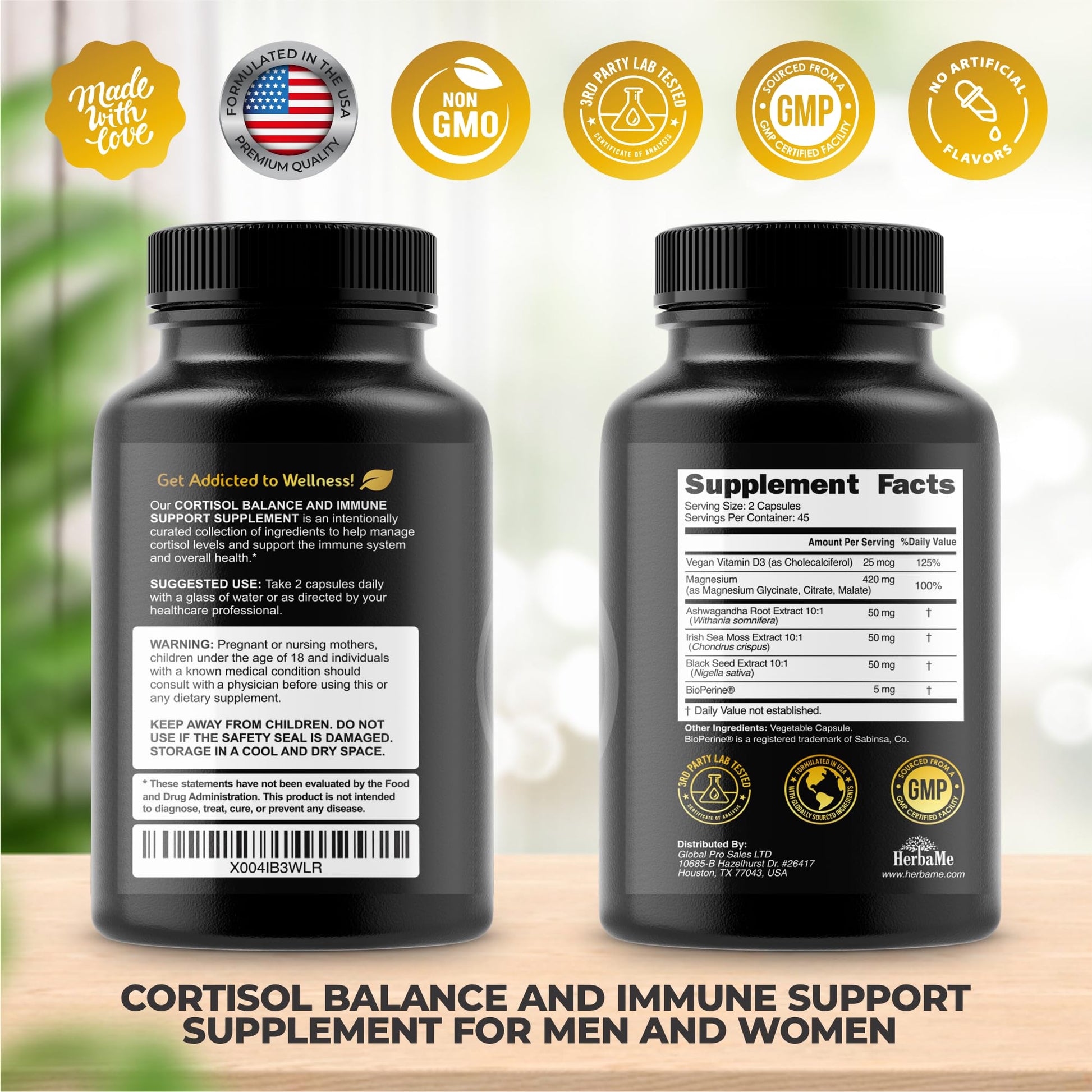 Cortisol Balance and Immune Support Supplement with Ashwagandha, Irish Sea Moss, Black Seed, Vitamin D and Magnesium Complex | Mood Enhancer | Immunity Booster | Stress Relief Pills | 90 Capsules - OzHealthStandard