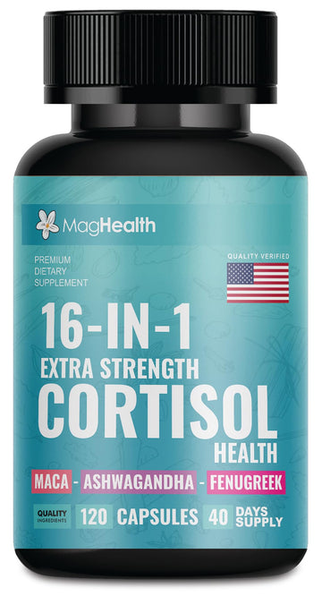 Cortisol Complex 16-in-1 Supplement for Women & Men | Stress Support Manager with Organic Ashwagandha, Maca Root, Rhodiola Rosea & Shilajit | Adaptogen Blend for Balance & Energy | 120 Capsules - OzHealthStandard