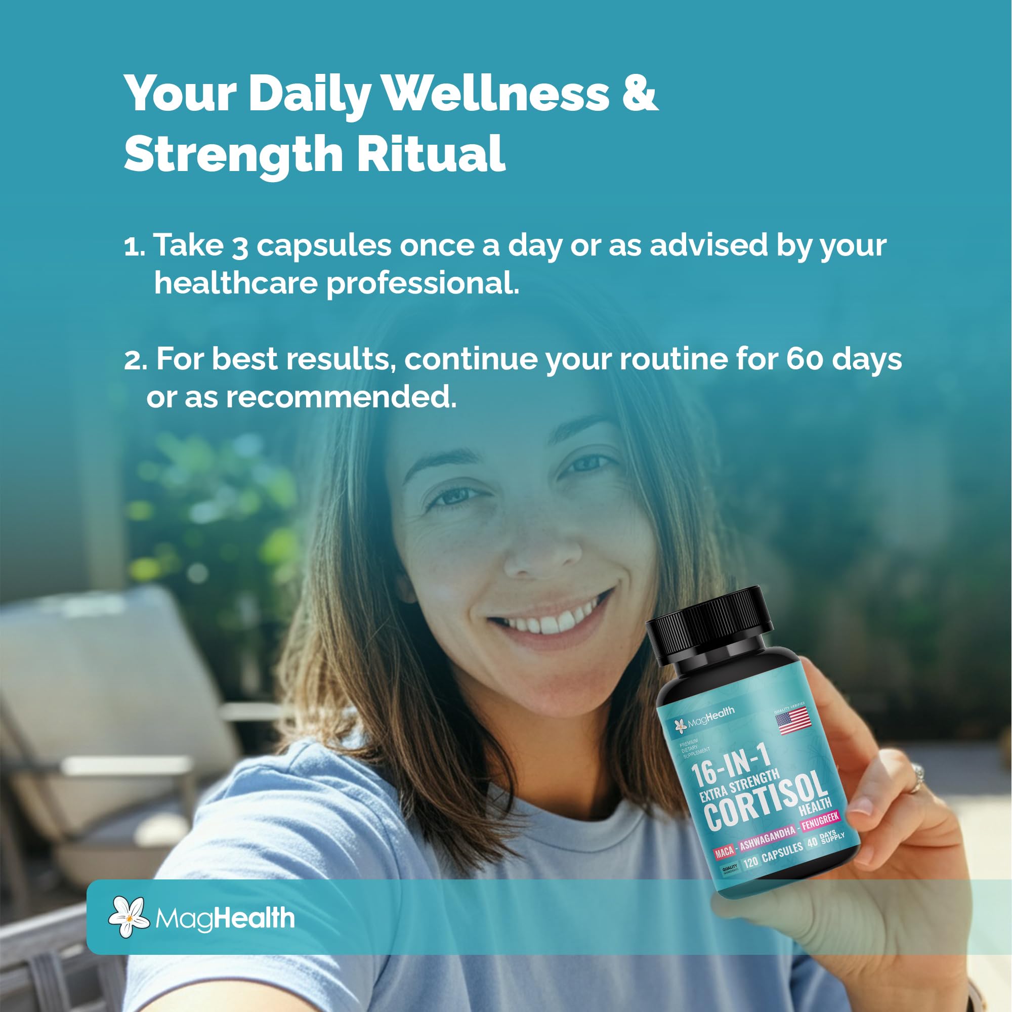 Cortisol Complex 16-in-1 Supplement for Women & Men | Stress Support Manager with Organic Ashwagandha, Maca Root, Rhodiola Rosea & Shilajit | Adaptogen Blend for Balance & Energy | 120 Capsules - OzHealthStandard