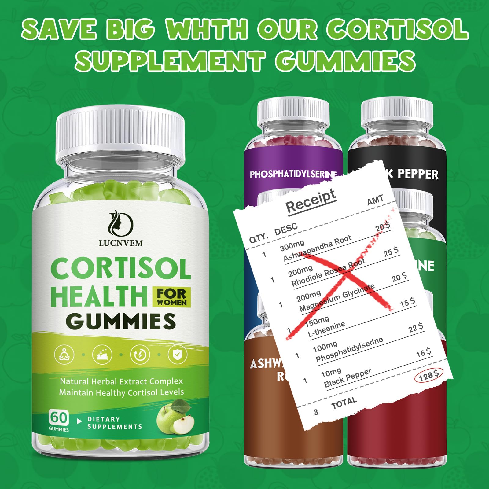 Cortisol Detox for Women Gummies, Cortisol Reducer Detox Manager, Magnesium Ashwagandha Rhodiola Rosea Herbal Complex for Mood/Focus & Sleep, Maintain Healthy Cortisol Levels - 30 Day Vegan Supply - OzHealthStandard