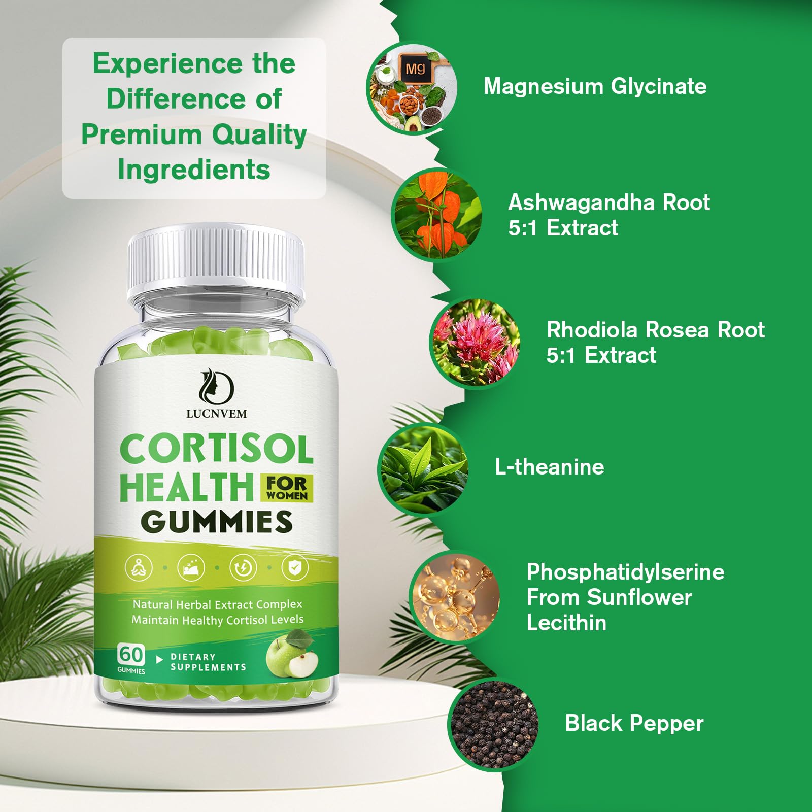 Cortisol Detox for Women Gummies, Cortisol Reducer Detox Manager, Magnesium Ashwagandha Rhodiola Rosea Herbal Complex for Mood/Focus & Sleep, Maintain Healthy Cortisol Levels - 30 Day Vegan Supply - OzHealthStandard
