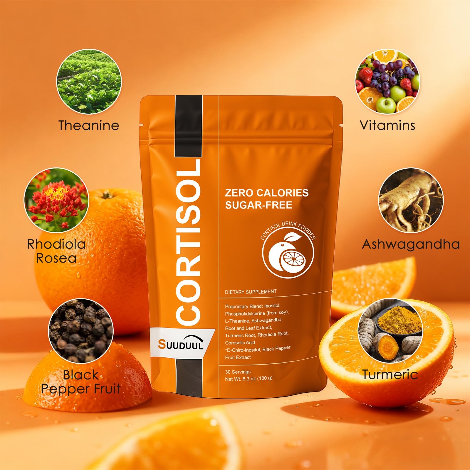 Cortisol Drink Mix | Cortisol Supplements for Women & Men | Ashwagandha, L-Theanine, Turmeric Root, Black Pepper Extract, Healthy Cortisol Levels, Mental Clarity - OzHealthStandard
