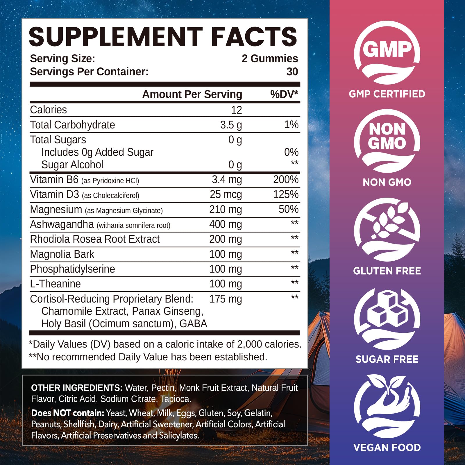 Cortisol Gummies, 12-in-1 Cortisol Reducer, with Magnesium Glycinate, Ashwagandha, L-Theanine, Phosphatidylserine, Vitamin B6 & D3, Rhodiola Rosea, for Men & Women, Sugar-Free, Vegan, NON-GMO, 60CT - OzHealthStandard