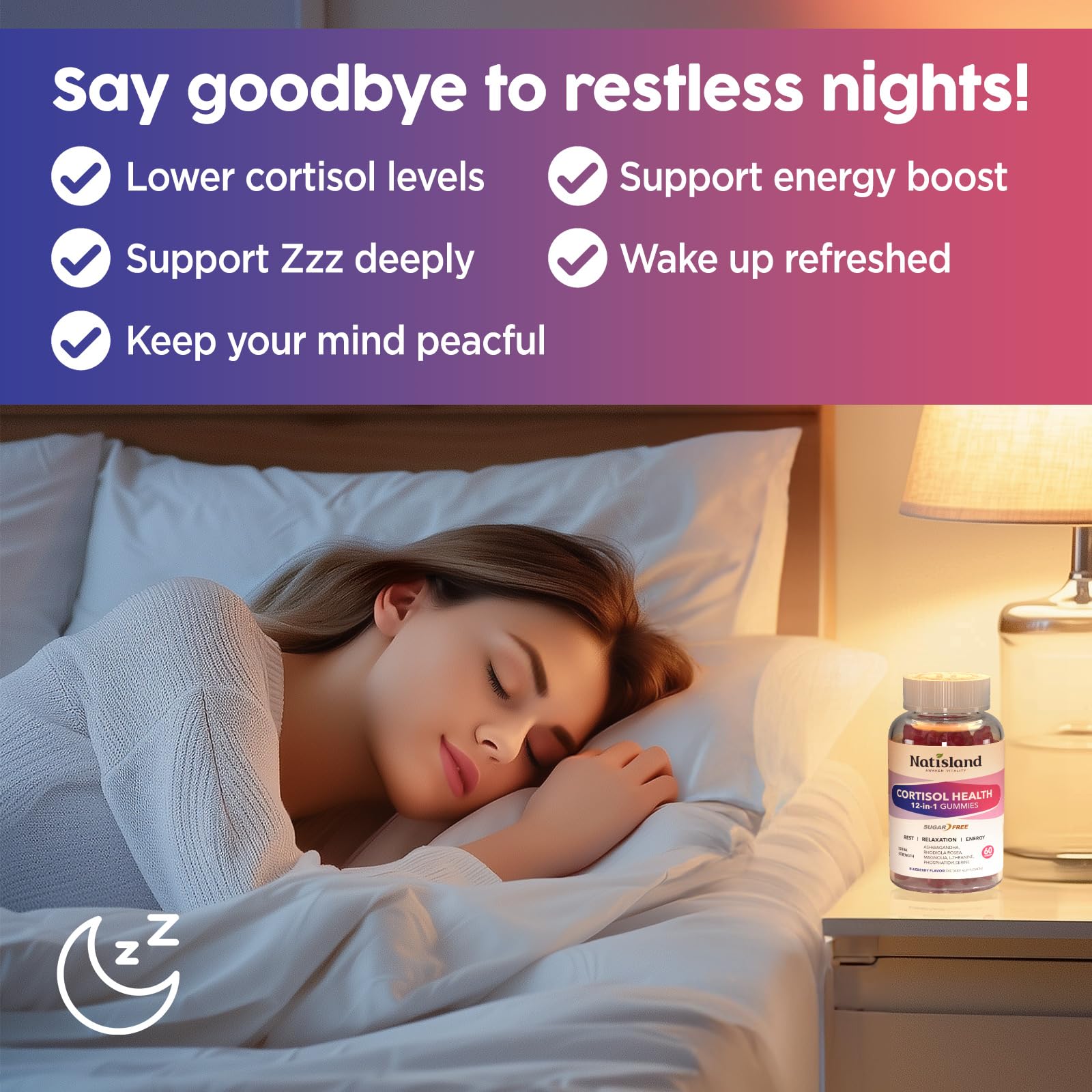 Cortisol Gummies, 12-in-1 Cortisol Reducer, with Magnesium Glycinate, Ashwagandha, L-Theanine, Phosphatidylserine, Vitamin B6 & D3, Rhodiola Rosea, for Men & Women, Sugar-Free, Vegan, NON-GMO, 60CT - OzHealthStandard
