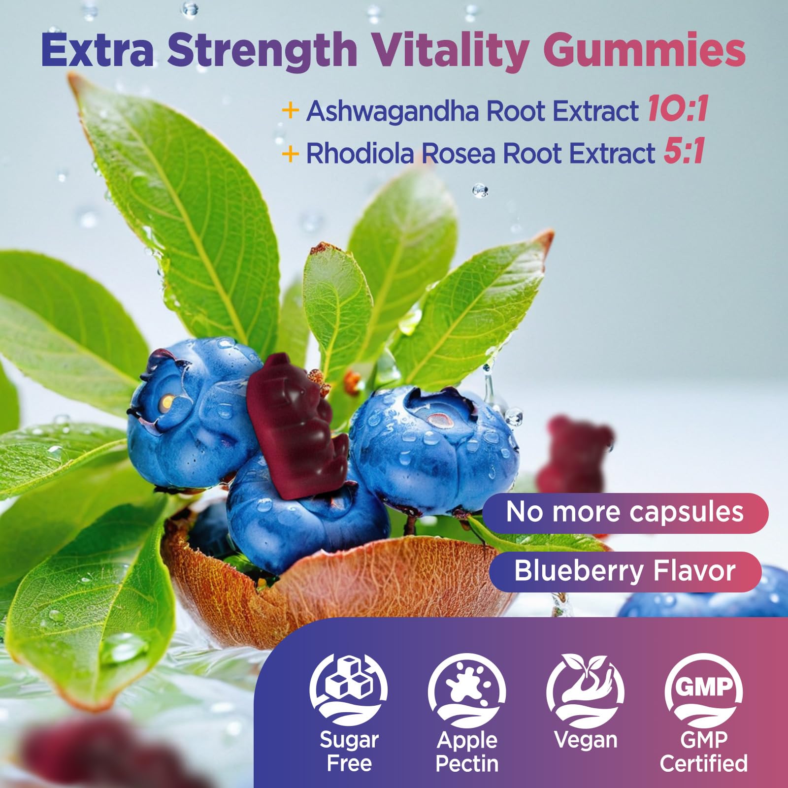Cortisol Gummies, 12-in-1 Cortisol Reducer, with Magnesium Glycinate, Ashwagandha, L-Theanine, Phosphatidylserine, Vitamin B6 & D3, Rhodiola Rosea, for Men & Women, Sugar-Free, Vegan, NON-GMO, 60CT - OzHealthStandard