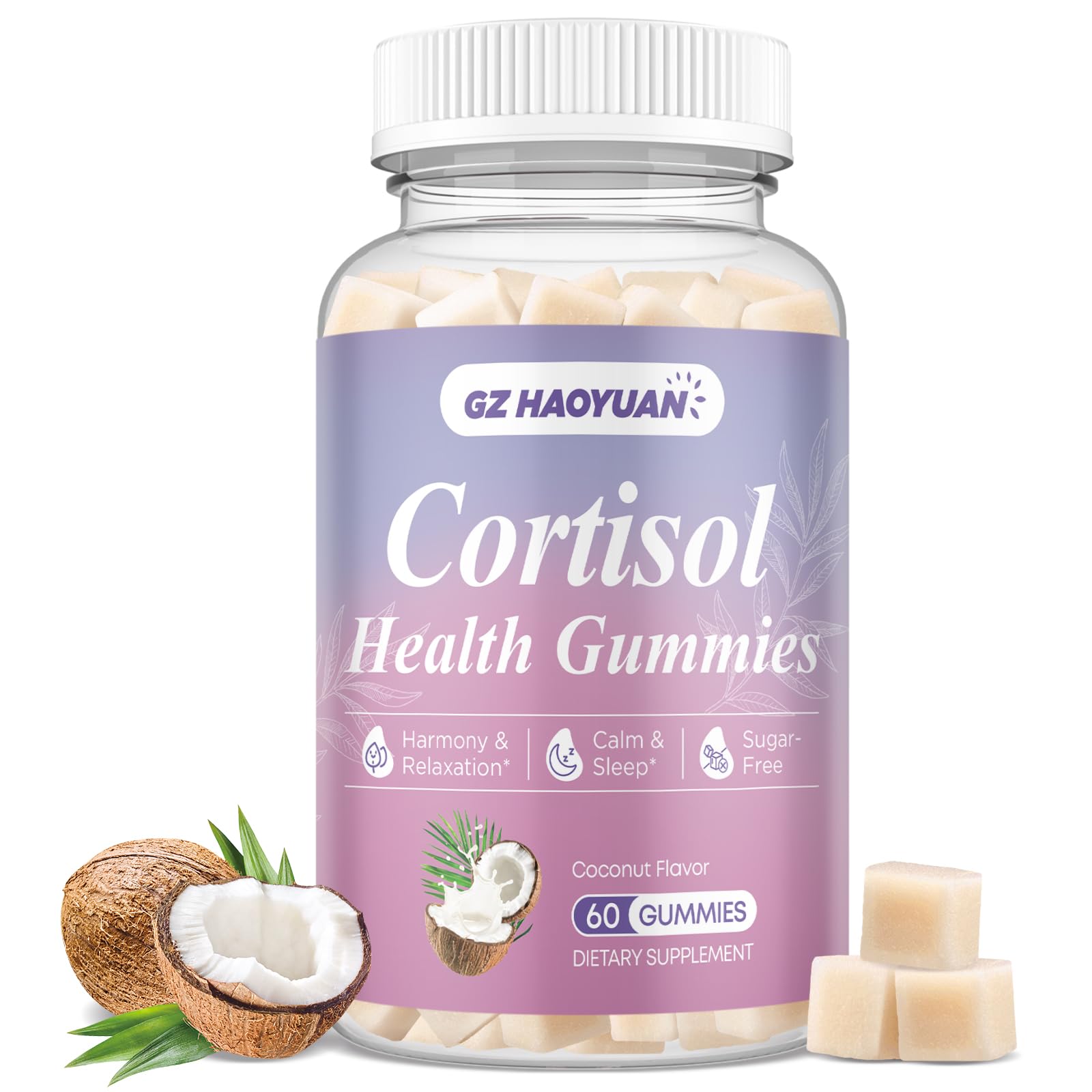 Cortisol Gummies for Women - Cortisol Supplements with Magnesium Glycinate, Ashwagandha, L-Theanine, Vitamin B Complex for Relaxation, Sleep, Calm Mood & Focus - Vegan, Sugar Free Coconut Flavor - OzHealthStandard