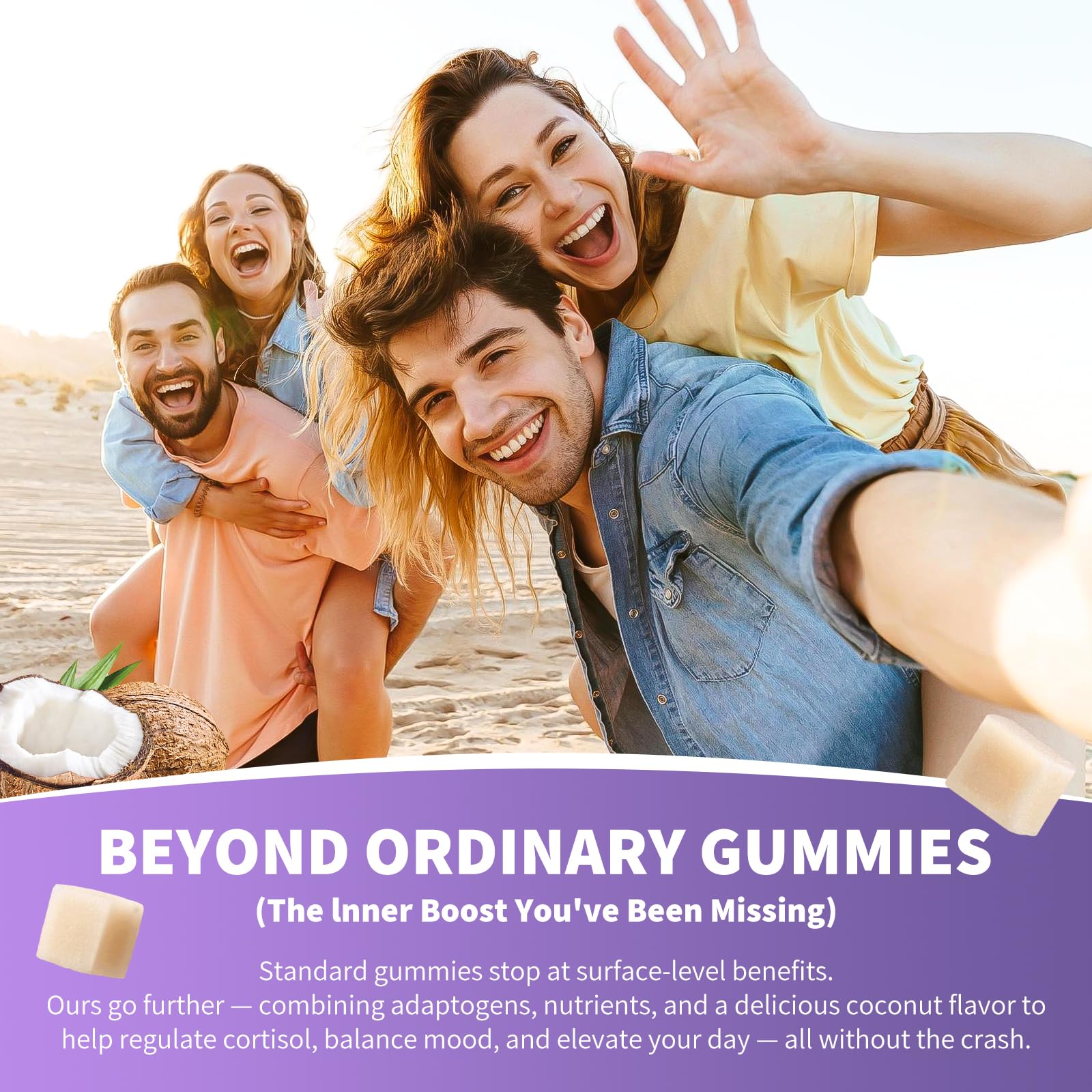 Cortisol Gummies for Women - Cortisol Supplements with Magnesium Glycinate, Ashwagandha, L-Theanine, Vitamin B Complex for Relaxation, Sleep, Calm Mood & Focus - Vegan, Sugar Free Coconut Flavor - OzHealthStandard