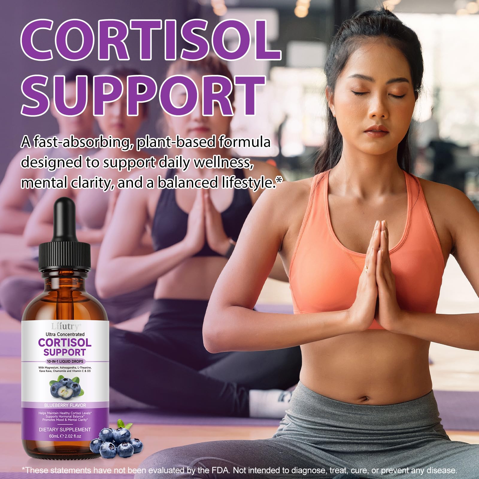 Cortisol Supplement Liquid Drops, Cortisol Supplements for Women & Men, 10 in 1 Cortisol Detox Manager Reducer with Magnesium, Ashwagandha, L-theanine, Hormone Balanced, Sleep Support - 2.02 fl.oz - OzHealthStandard