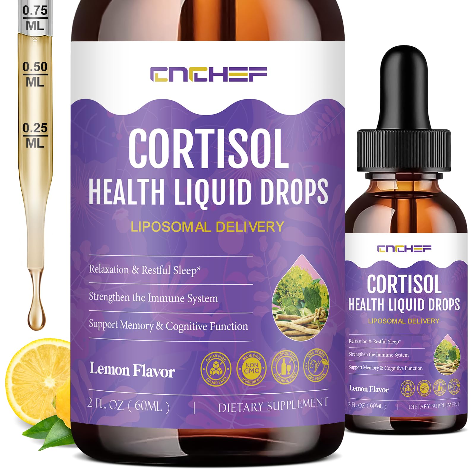 Cortisol Supplement Liquid Drops, Hormone Balance for Women Men Cortisol Detox with Magnesium Glycinate, L-Theanine, Rhodiola Rosea, Ashwagandha, Phosphatidylserine, Mood Focus, Sleep Support, 2 Fl Oz - OzHealthStandard