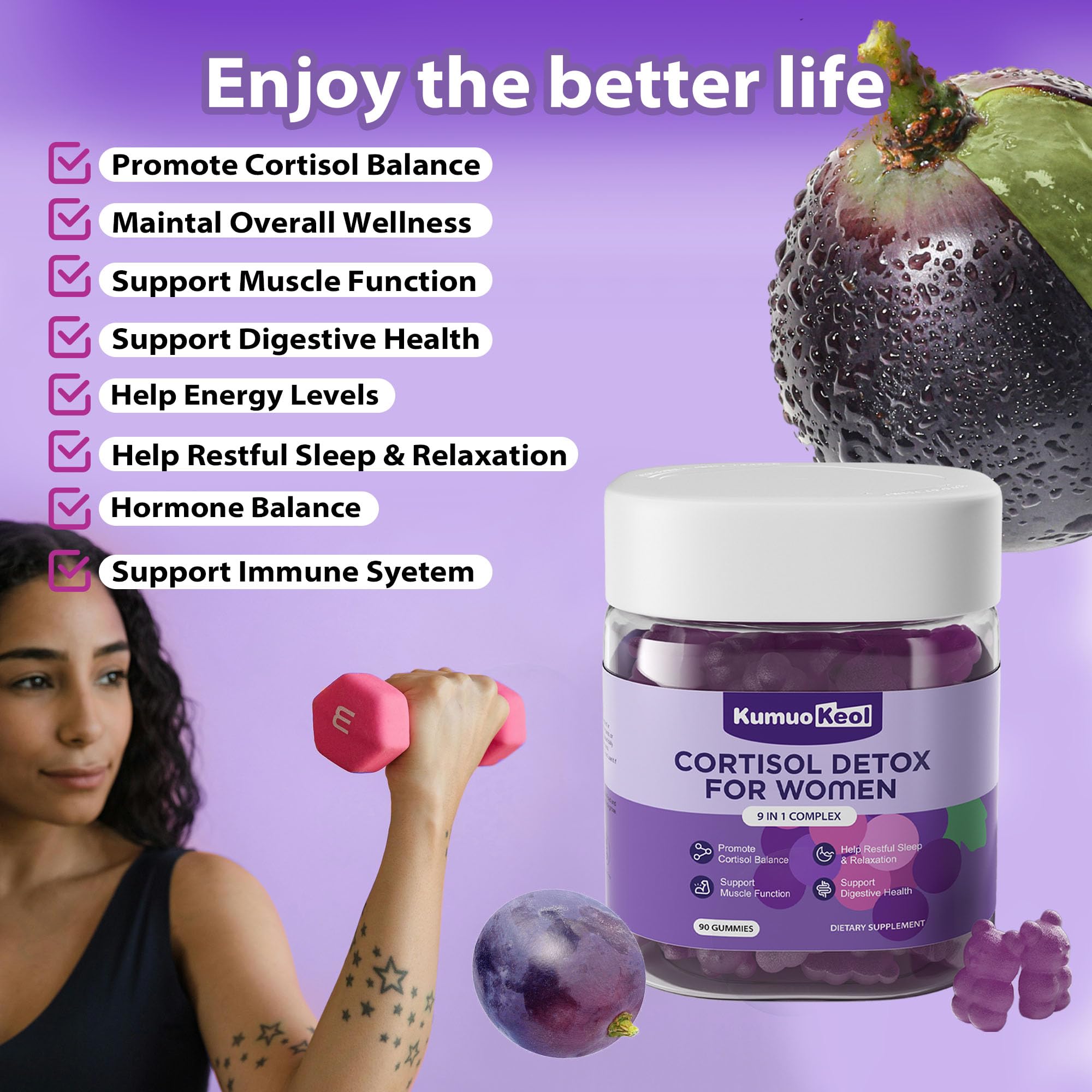 Cortisol Supplements for Women, Lower Cortisol for Women, Cortisol Gummies with Ashwagandha, Magnesium, L-Theanine, Phosphatidylserine, Vitamin, Relaxation, Focus, Sugar-Free, Vegan, 90 Count - OzHealthStandard