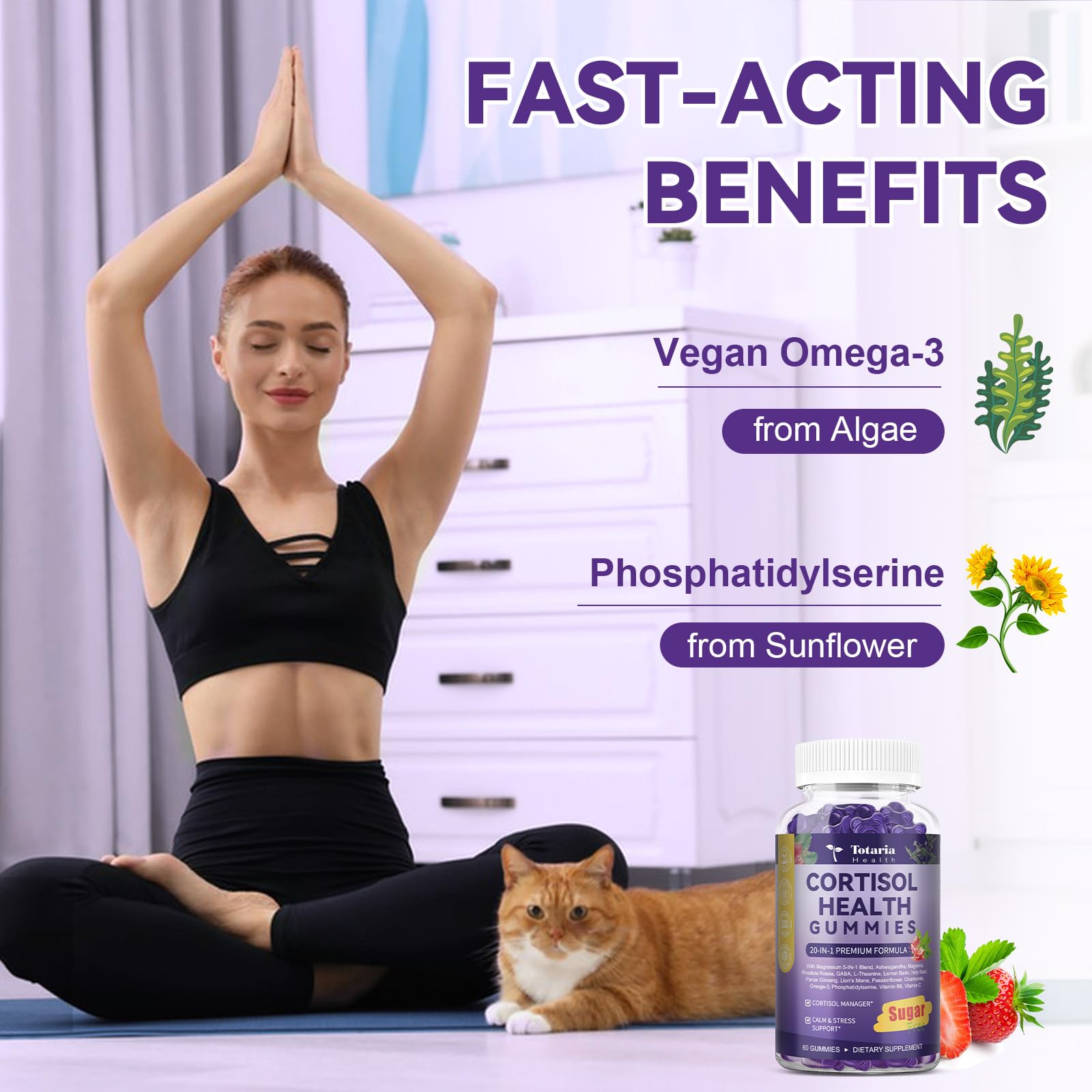 Cortisol Supplements for Women & Men 20-in-1 Cortisol Gummies with Ashwagandha Rhodiola Rosea Magnesium Phosphatidylserine Calm Focus Mood Support Healthy Cortisol Levels 30 Day Supply - OzHealthStandard