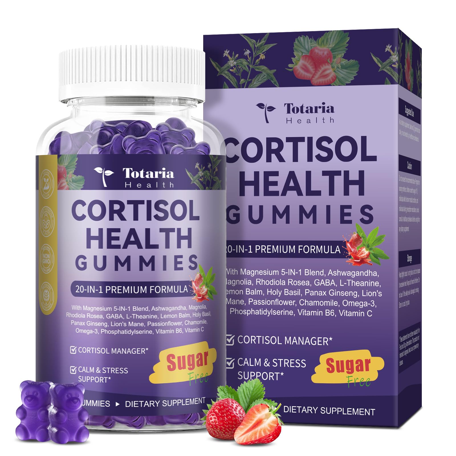 Cortisol Supplements for Women & Men 20-in-1 Cortisol Gummies with Ashwagandha Rhodiola Rosea Magnesium Phosphatidylserine Calm Focus Mood Support Healthy Cortisol Levels 30 Day Supply - OzHealthStandard