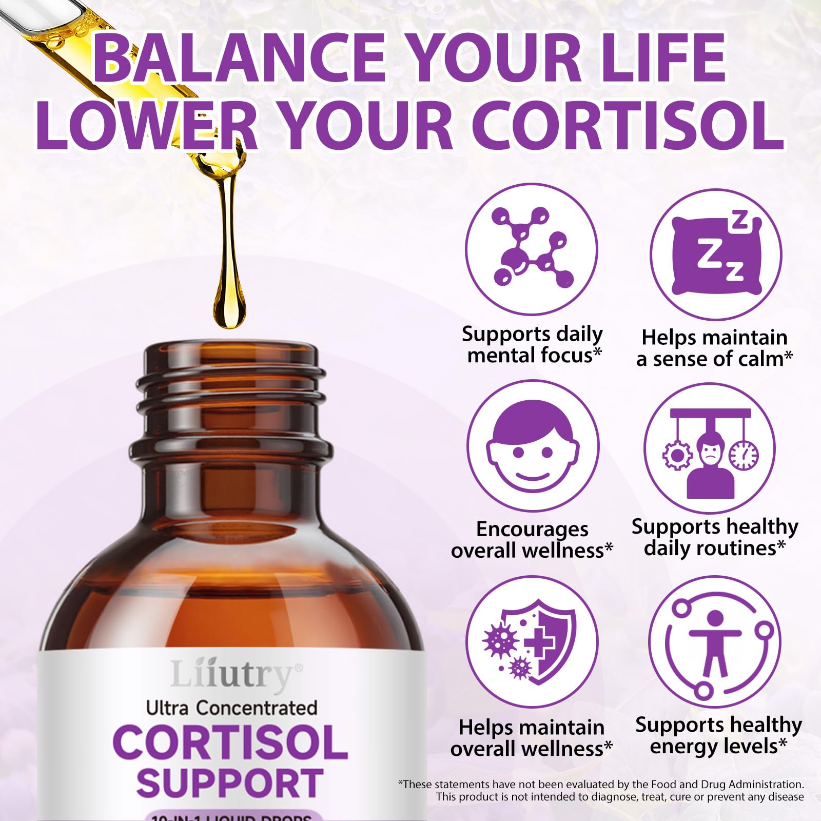 Cortisol Supplements for Women & Men, Cortisol Reducer 10 In 1 Cortisol Detox Liquid Drops with Magnesium, Ashwagandha, L-Theanine Liquid Drops, Hormone Balanced,Promotes Mood & Mental Clarity 2 Fl.Oz - OzHealthStandard